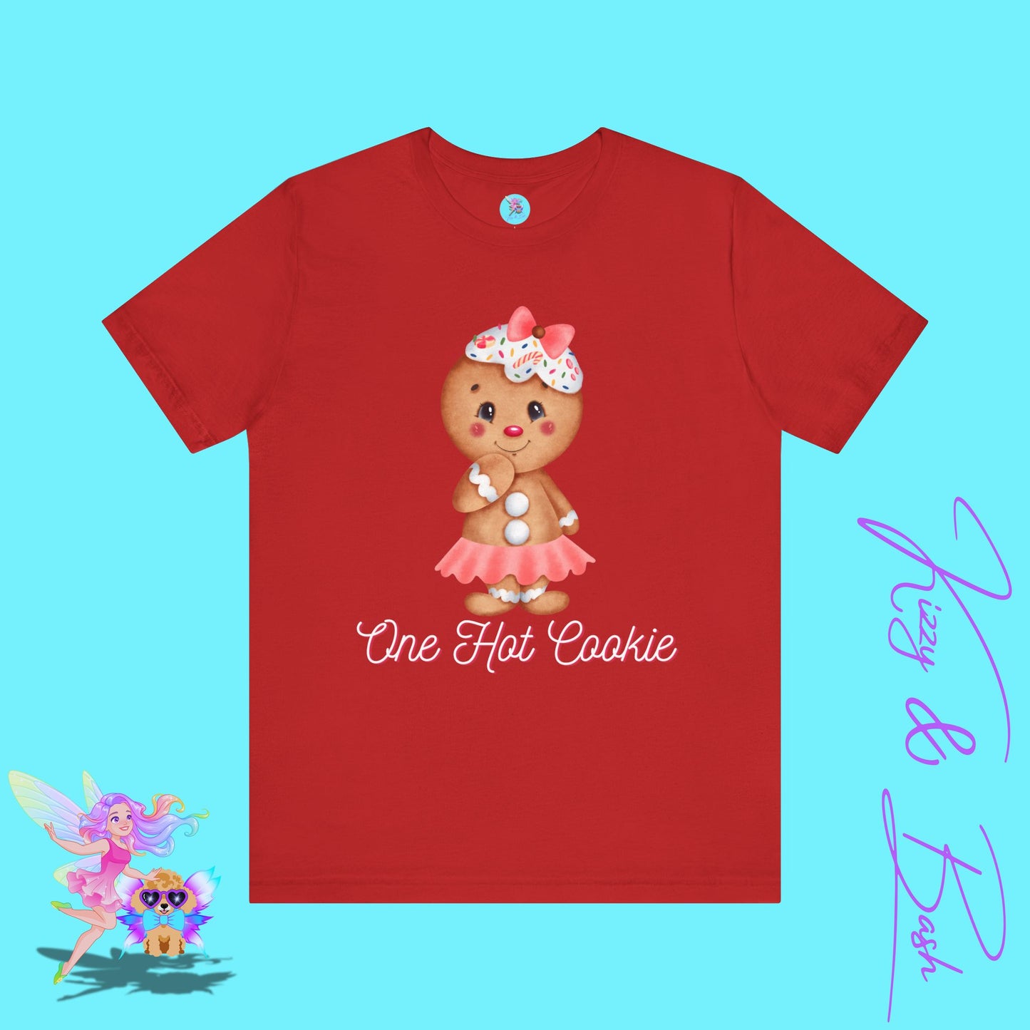 One Hot Cookie Christmas Tee Cute Gingerbread T-Shirt Funny Holiday Shirt for Her Cute Christmas Gift for Friends or Family Adult Unisex Jersey Short Sleeve Tee