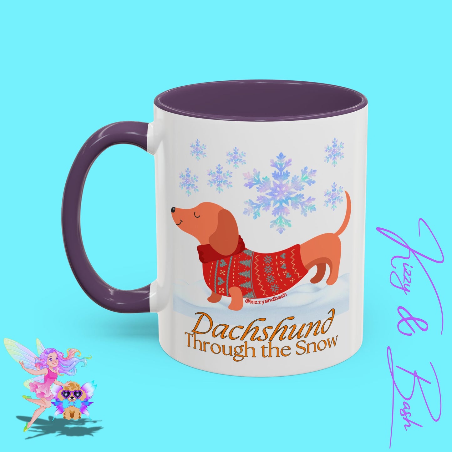 Unique Christmas Wiener Dog Coffee Mug Funny Dachshund Mug Cute Dog Lover Mug Perfect Gift for Dog Lovers Unique Christmas Mug Perfect Christmas Gift for Veterinarian Dachshund Through the Snow Holiday Dog Accent Coffee Mug - 11, 15oz