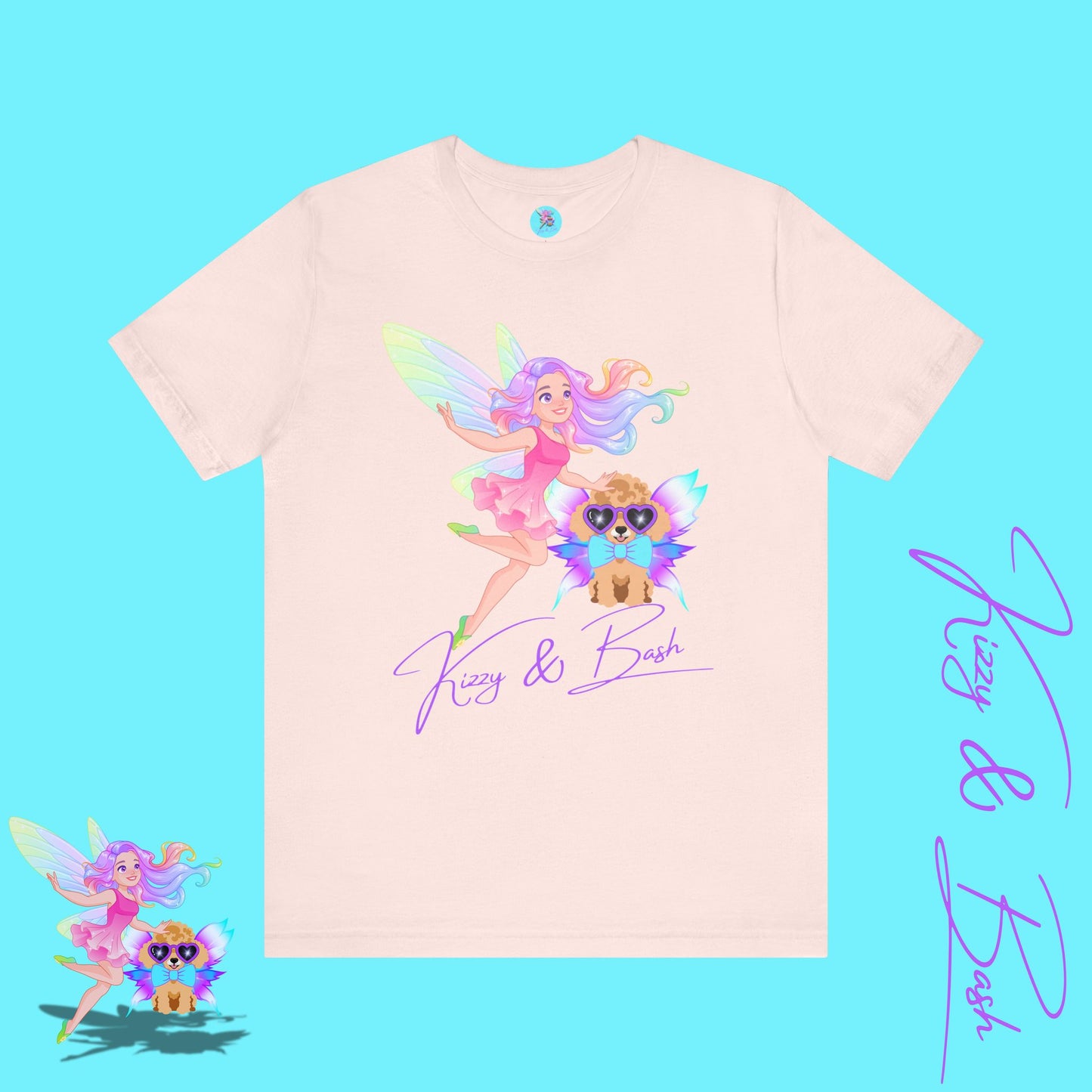 Kizzy & Bash Signature T-Shirt Whimsical Fairy Girl and Toy Poodle Tee Fairycore Aesthetic Shirt Dog Lover Gift Adult Unisex Jersey Short Sleeve Tee