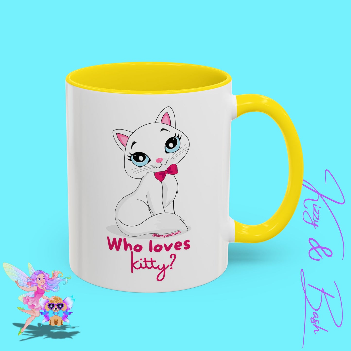 Flirty Kitty Cat Coffee Mug for Her Unique Cat Lover Gift Funny Animal Mug for Her White Cat Coffee Mug Perfect Gift for Cat Mom Who Loves Kitty Accent Coffee Mug - 11, 15oz