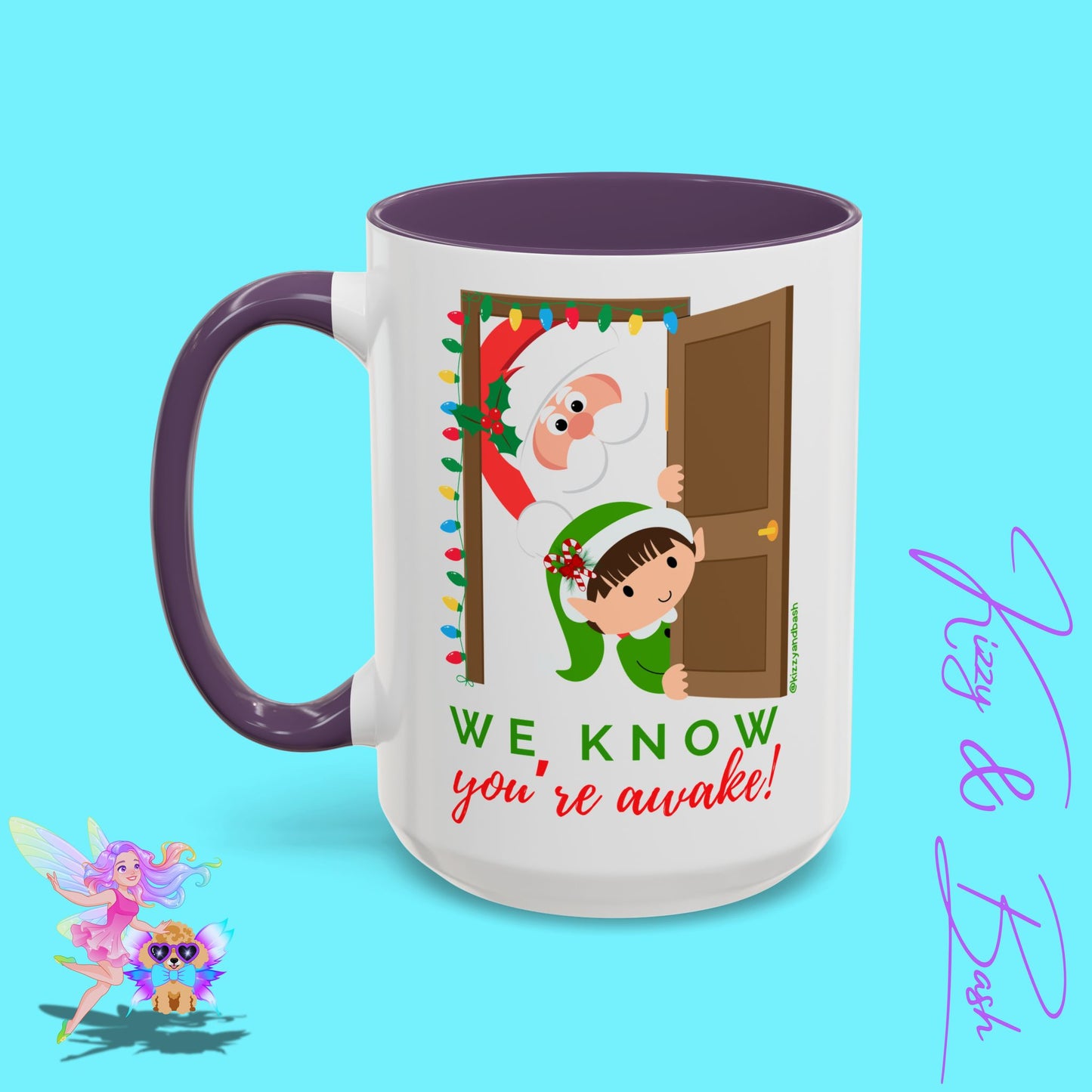 Funny Santa and Elf Mug Unique Santa Coffee Mug Hilarious Elf Lover Gift Funny Christmas Mug Perfect Christmas Gift for Teacher Appreciation We Know You're Awake Accent Coffee Mug - 11, 15oz