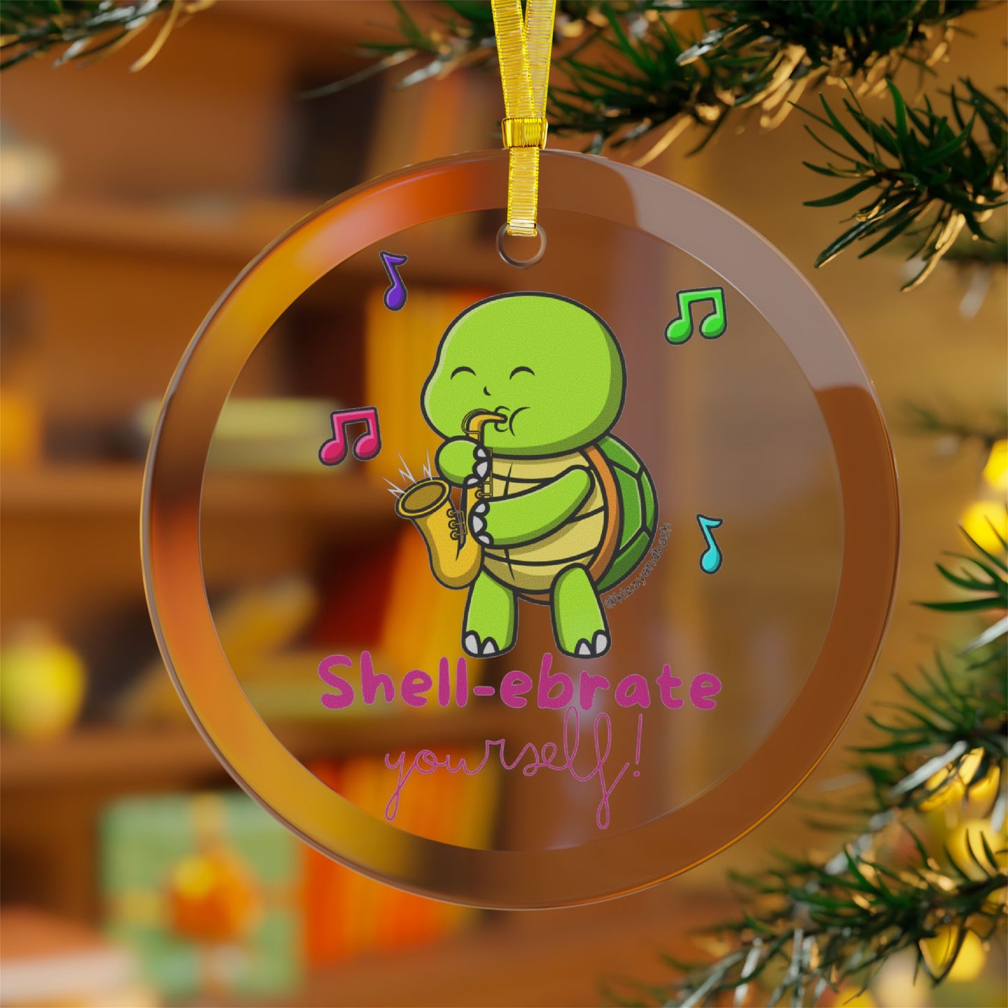 Saxophone Playing Turtle Glass Ornament Turtle Christmas Ornament Shell-ebrate Yourself Band Camp Gift Idea Music Camp Gift for Music Teachers Perfect Christmas Gift for Turtle Lovers