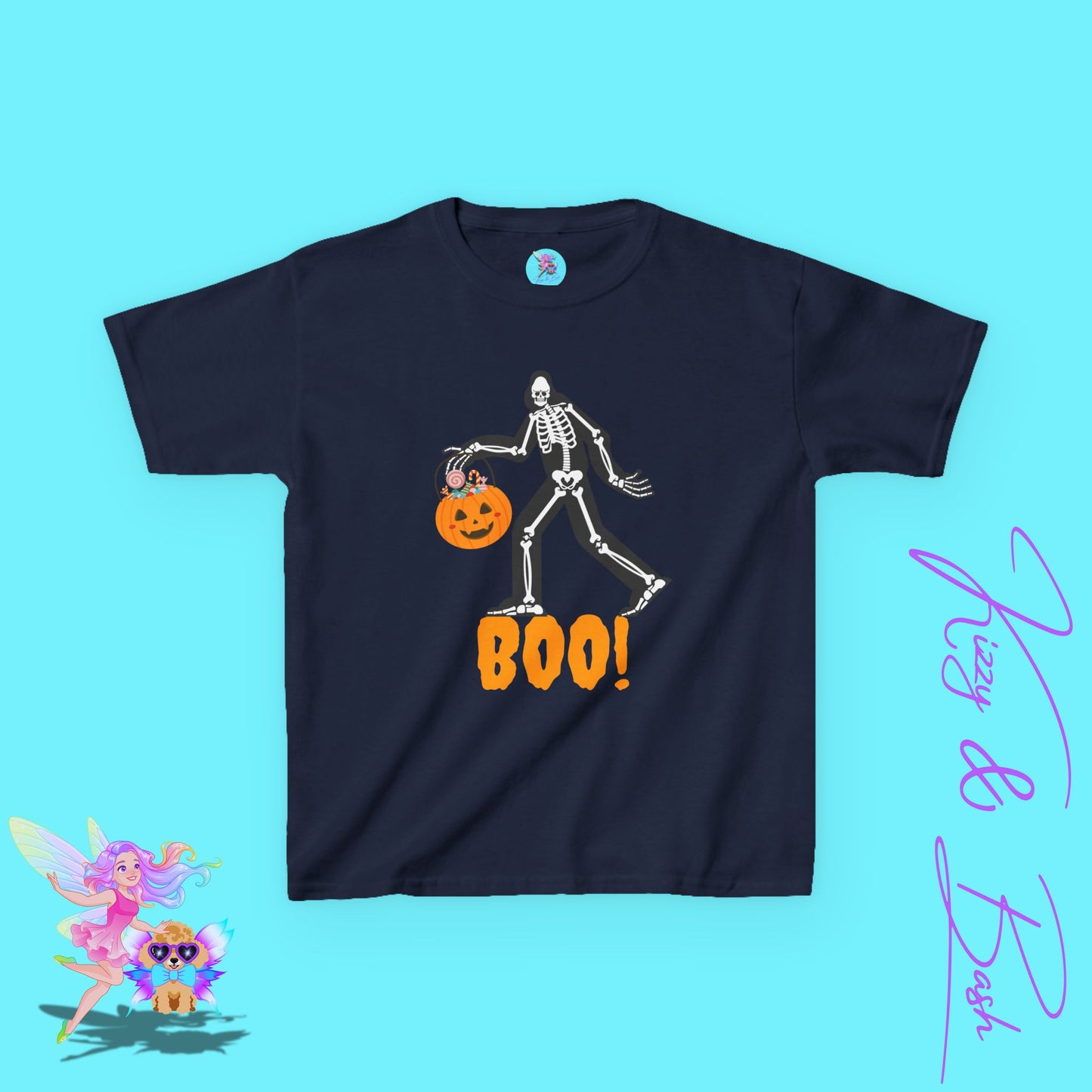 Funny Bigfoot Skeleton Halloween Shirt for Kids Halloween Shirt Gift for Cryptid Lovers Gift for Bigfoot Believers Funny Halloween Shirt for Him or Her Kids Heavy Cotton™ Tee