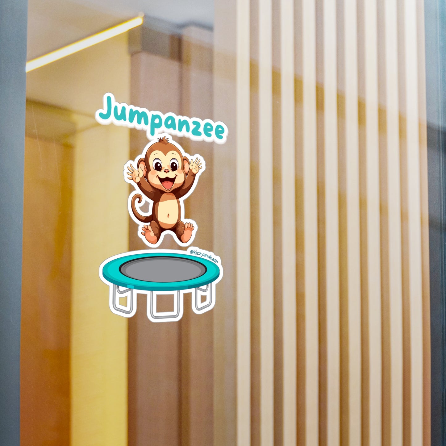 Waterproof Monkey on Trampoline Decal Sticker Jumpanzee Kiss-Cut Vinyl Decals Unique Monkey Lover Gift Gymnastics Teacher Gift Idea Funny Animal Pun Sticker