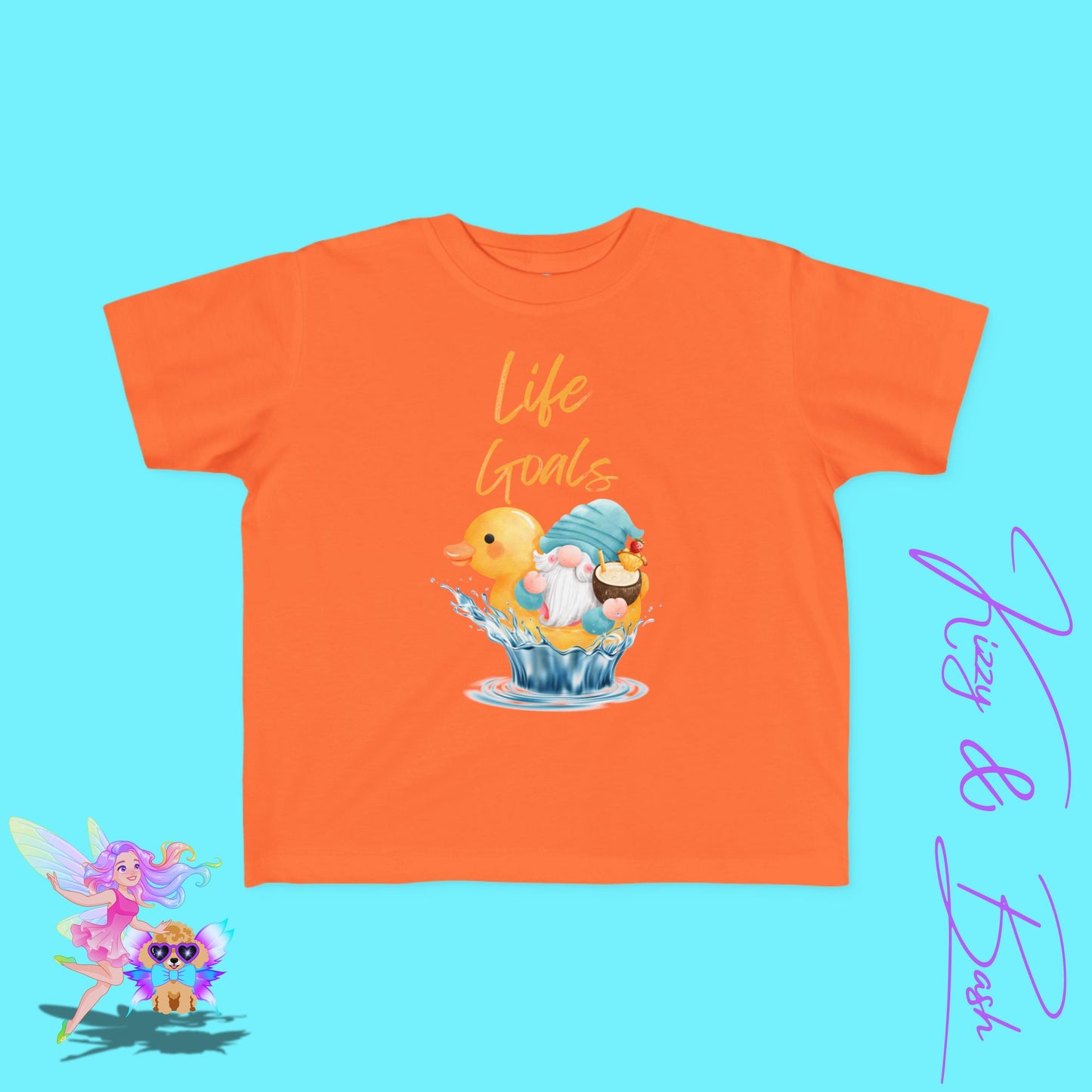 Life Goals T-Shirt for Toddlers Gnome Riding a Rubber Ducky Unique Vacation Shirt for Him or Her Gnome Lover Gift Idea for Rubber Ducky Fans Gnomecore Summer Shirt for Toddler's Fine Jersey Tee