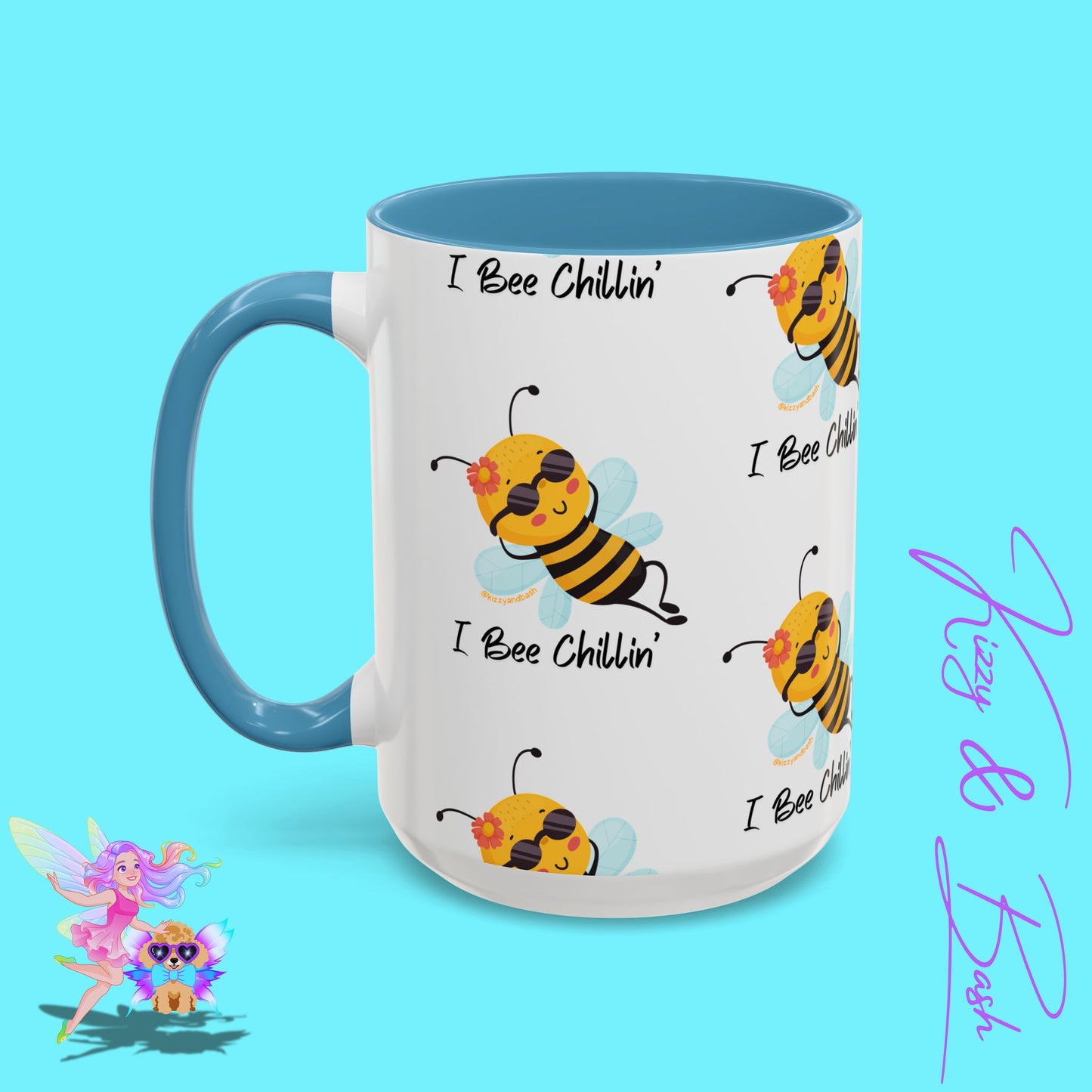 Cute Honey Bee Coffee Mug Funny Bee Mug Nature Lover Gift Idea Unique Gift for Bee Lovers Perfect Gift for Beekeepers Cute Teacher Appreciation Gift I Bee Chillin' Accent Coffee Mug - 11, 15oz