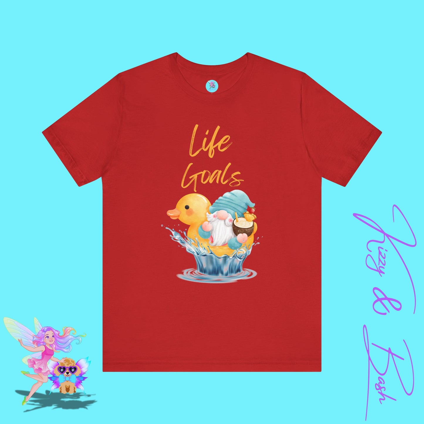Life Goals Gnome Shirt Funny Summer Tee Gnome and Rubber Ducky with Cocktail Funny Vacation Gnome Shirt Cute Beach Tee Rubber Ducky Lover Gift Adult Unisex Jersey Short Sleeve Tee
