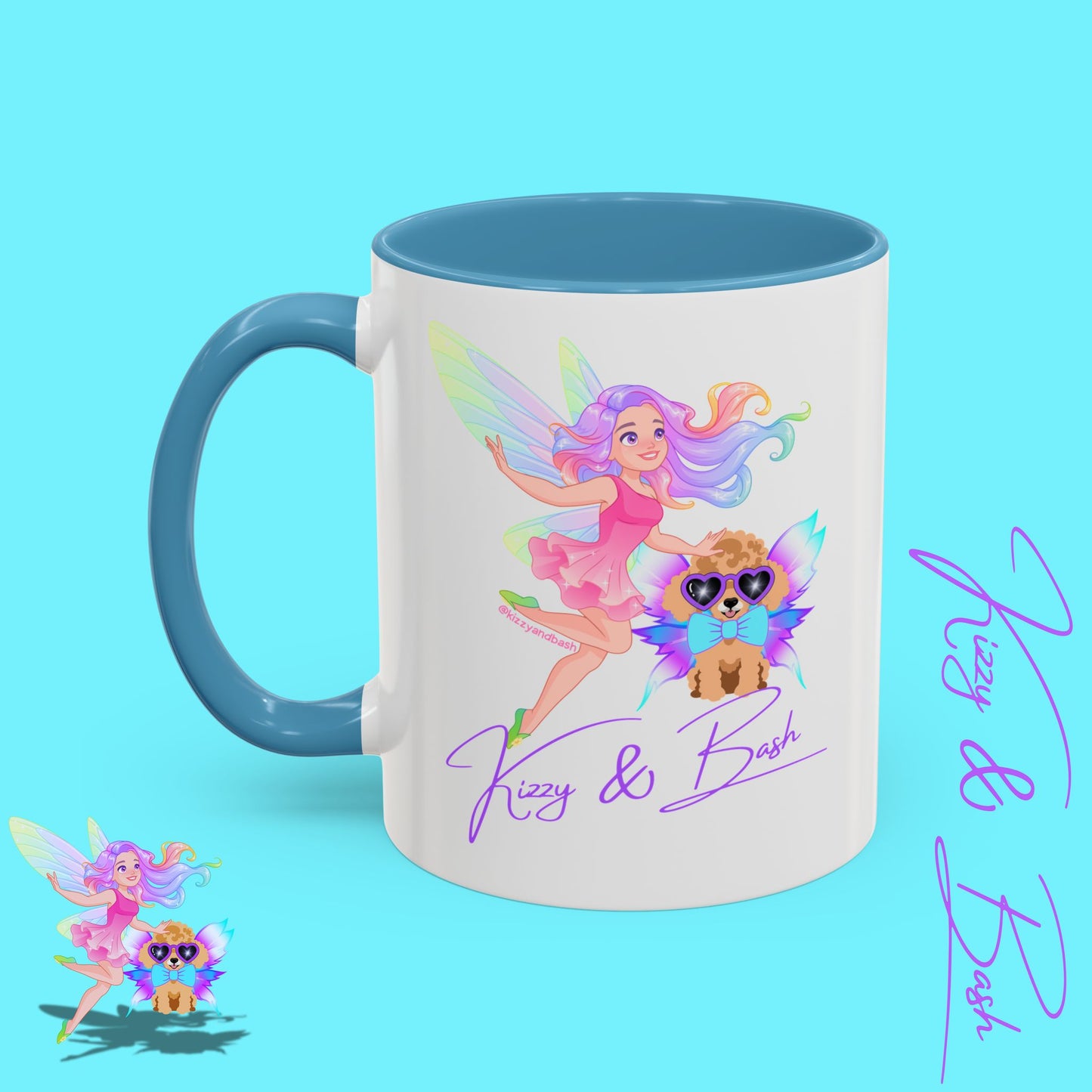 Beautiful Fairy Coffee Mug Funny Dog Mug Fairy Girl and Red Toy Poodle Fairy Mug Cute Fairycore Gift Idea Perfect Poodle Lover Mug Whimsical Mug for Fairy Lovers Kizzy and Bash Logo Accent Coffee Mug - 11, 15oz