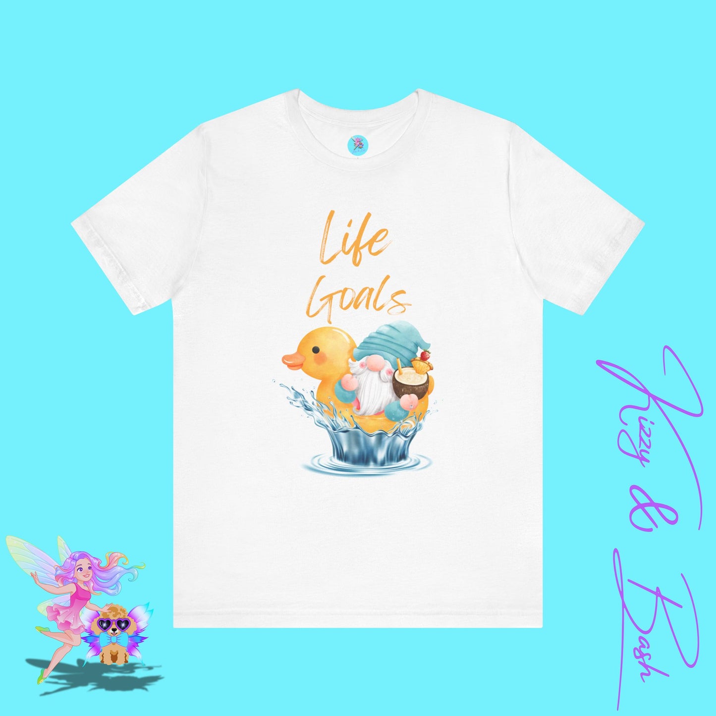 Life Goals Gnome Shirt Funny Summer Tee Gnome and Rubber Ducky with Cocktail Funny Vacation Gnome Shirt Cute Beach Tee Rubber Ducky Lover Gift Adult Unisex Jersey Short Sleeve Tee