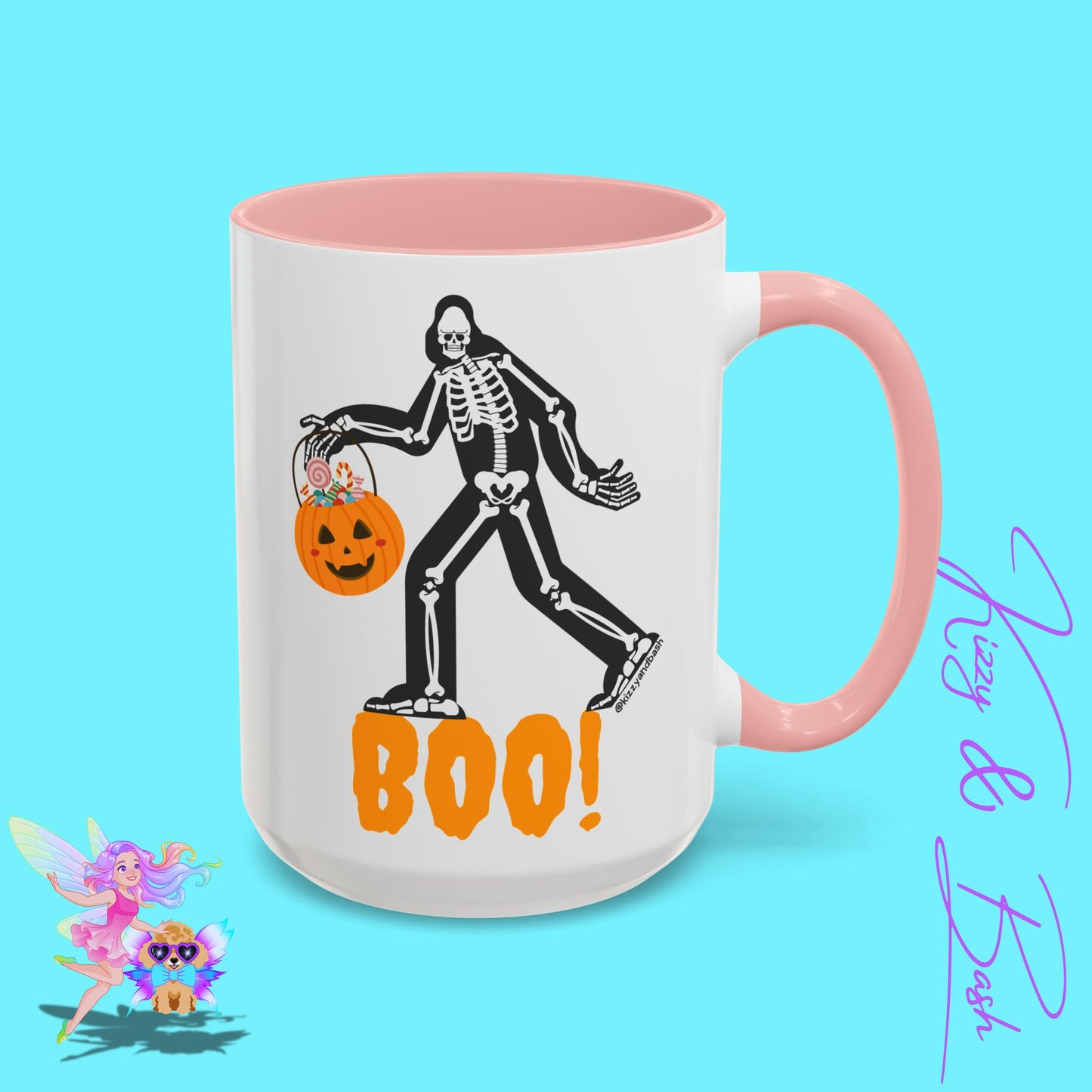Funny Bigfoot Coffee Mug Unique Halloween Coffee Mug Sasquatch Mug for Him or Her Cute Halloween Gift for Teachers Perfect Gift for Bigfoot Hunters Funny Gift for Bigfoot Believers Sasquatch Skeleton Trick-or-Treating Accent Coffee Mug - 11, 15oz