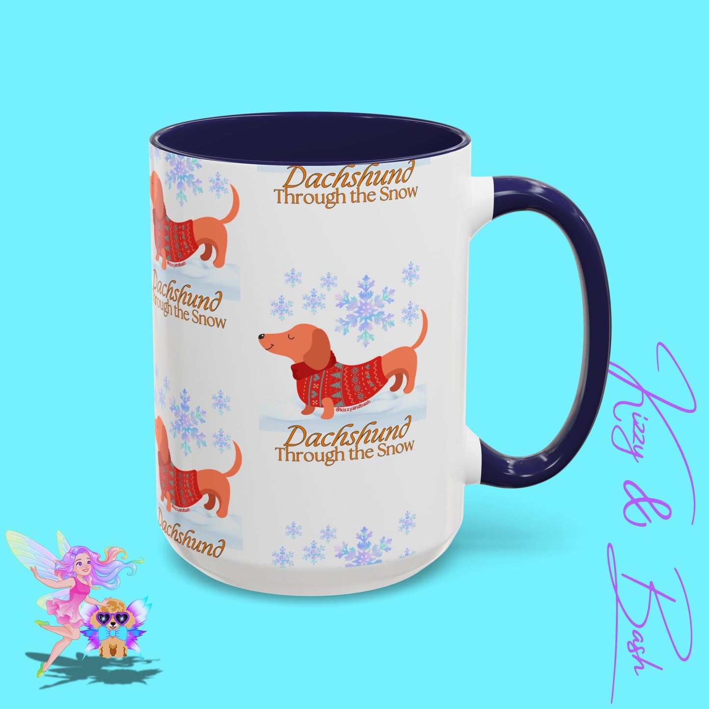 Unique Christmas Wiener Dog Coffee Mug Funny Dachshund Mug Cute Dog Lover Mug Perfect Gift for Dog Lovers Unique Christmas Mug Perfect Christmas Gift for Veterinarian Dachshund Through the Snow Holiday Dog Accent Coffee Mug - 11, 15oz