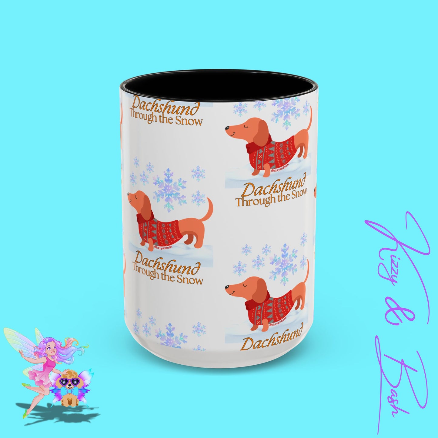 Unique Christmas Wiener Dog Coffee Mug Funny Dachshund Mug Cute Dog Lover Mug Perfect Gift for Dog Lovers Unique Christmas Mug Perfect Christmas Gift for Veterinarian Dachshund Through the Snow Holiday Dog Accent Coffee Mug - 11, 15oz