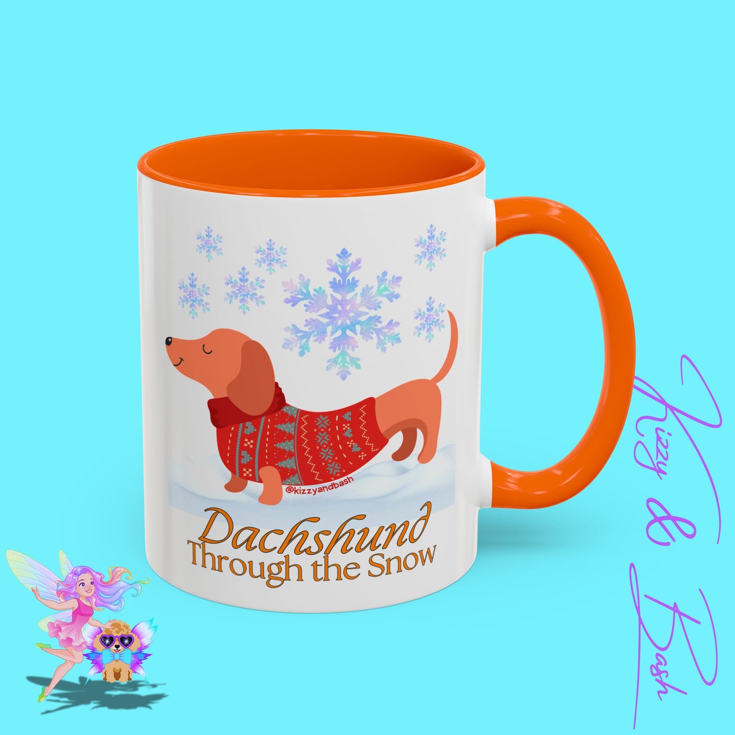 Unique Christmas Wiener Dog Coffee Mug Funny Dachshund Mug Cute Dog Lover Mug Perfect Gift for Dog Lovers Unique Christmas Mug Perfect Christmas Gift for Veterinarian Dachshund Through the Snow Holiday Dog Accent Coffee Mug - 11, 15oz