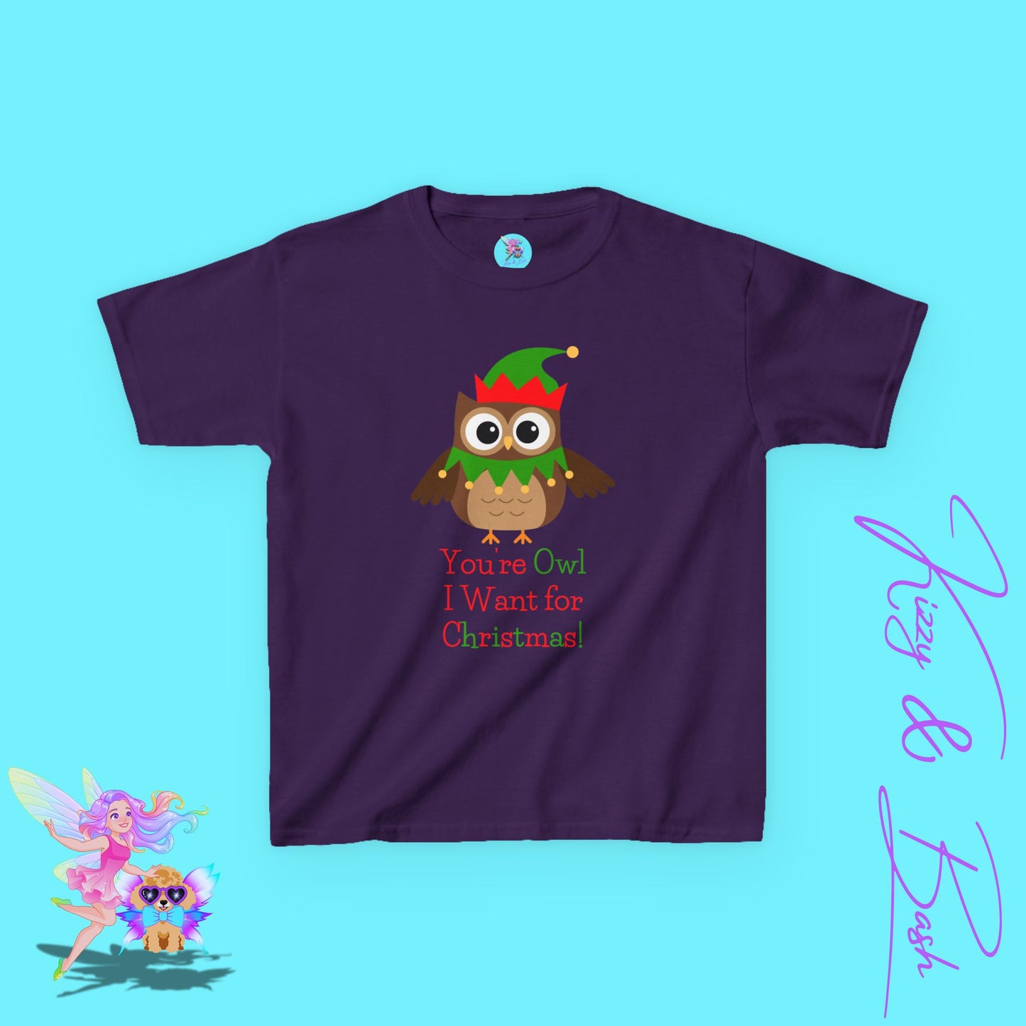 You’re Owl I Want for Christmas Funny Christmas Owl Shirt for Kids Holiday Gift Shirt for Owl Fans Cute Holiday Pun T-Shirt Kids Heavy Cotton™ Tee