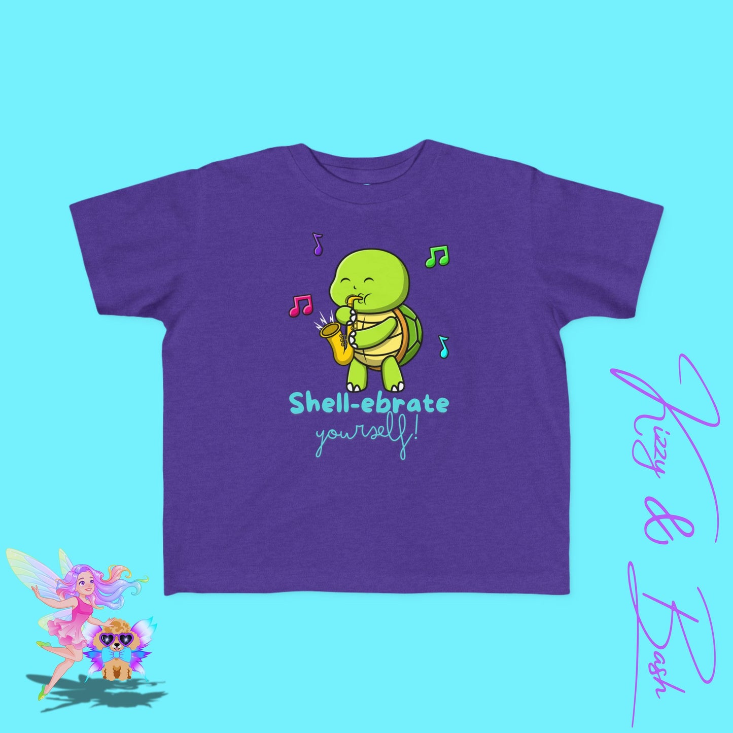 Saxophone Playing Turtle T-Shirt for Toddlers Fun Band Camp T-Shirt Gift for Music Lovers Funny Band Shirt Cute Music Lover Tee Feel-Good Gift Shirt Perfect Gift for Turtle Lovers Shell-ebrate Yourself Shirt for Toddler's Fine Jersey Tee