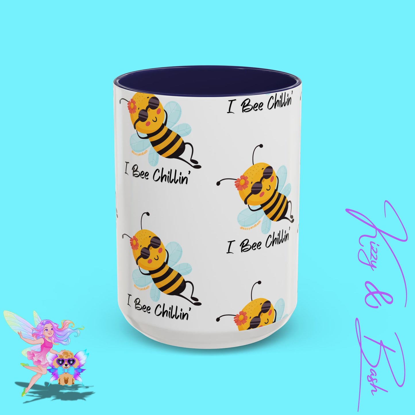 Cute Honey Bee Coffee Mug Funny Bee Mug Nature Lover Gift Idea Unique Gift for Bee Lovers Perfect Gift for Beekeepers Cute Teacher Appreciation Gift I Bee Chillin' Accent Coffee Mug - 11, 15oz