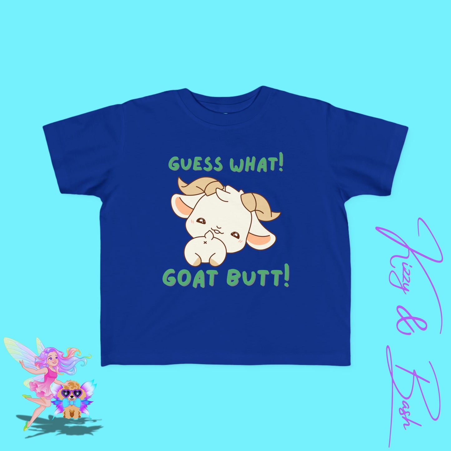 Guess What Goat Butt Shirt Funny Farmcore Tee for Toddlers Gift for Goat Lovers Punny Animal T-Shirt Gift Funny Farm Animal Shirt for Toddler's Fine Jersey Tee