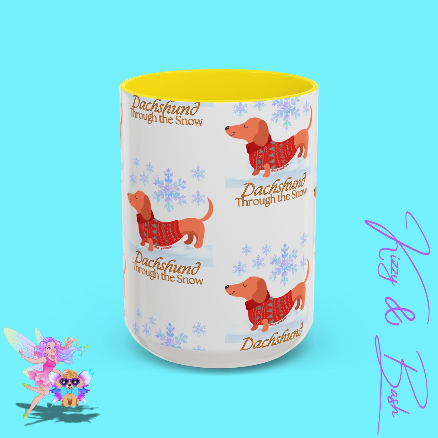 Unique Christmas Wiener Dog Coffee Mug Funny Dachshund Mug Cute Dog Lover Mug Perfect Gift for Dog Lovers Unique Christmas Mug Perfect Christmas Gift for Veterinarian Dachshund Through the Snow Holiday Dog Accent Coffee Mug - 11, 15oz