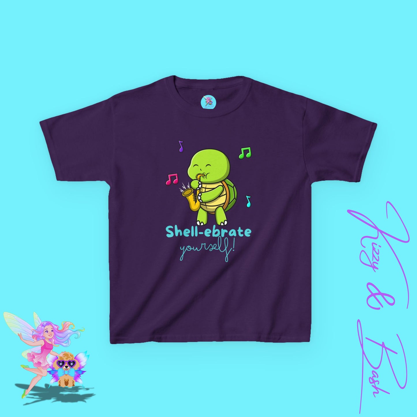 Saxophone-Playing Turtle Shirt for Kids Band Camp T-Shirt Gift for Music Lovers Funny Band Shirt Gift Band Student Gift for Turtles Lovers Motivational Shirt Self-Love Gift Idea for Kids Heavy Cotton™ Tee