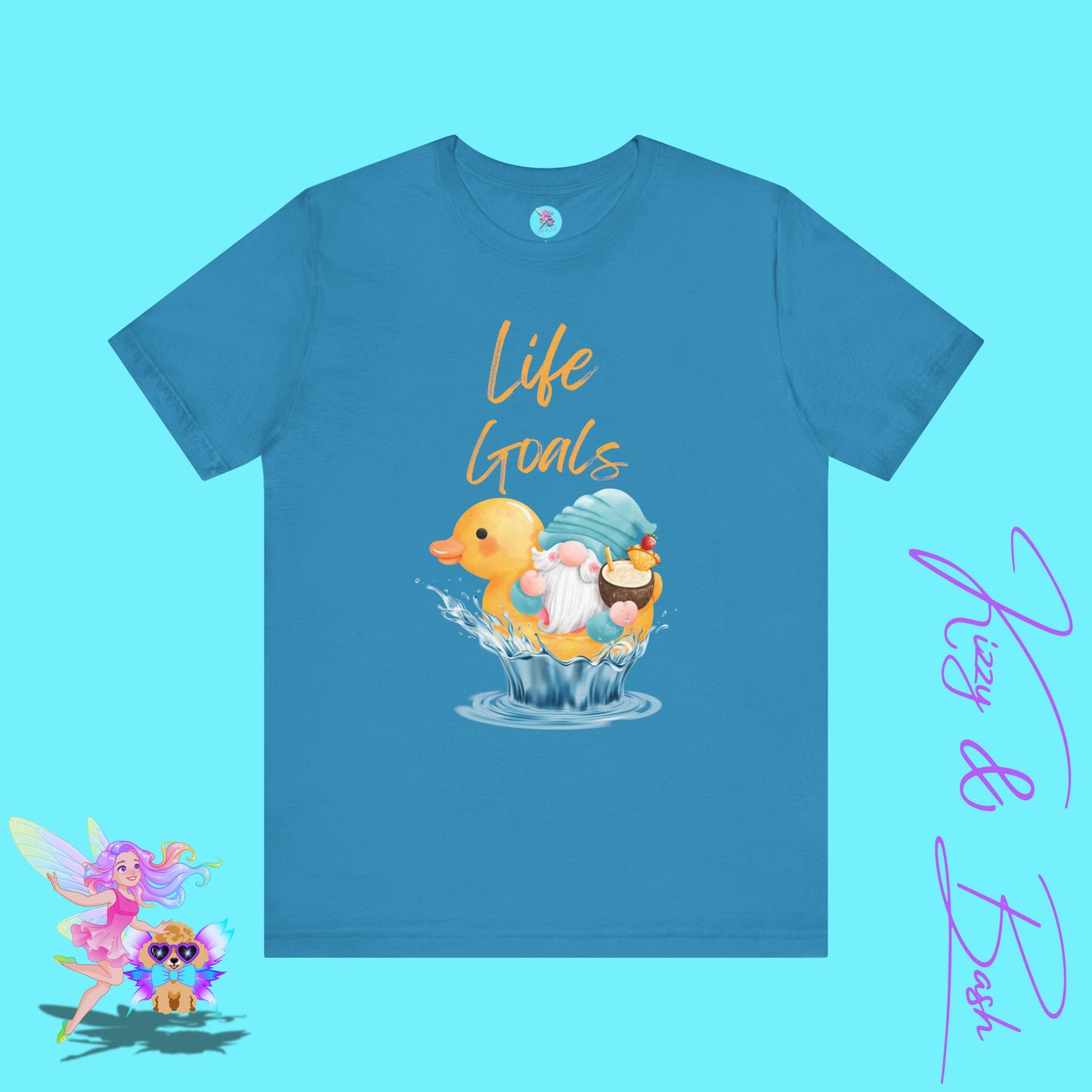 Life Goals Gnome Shirt Funny Summer Tee Gnome and Rubber Ducky with Cocktail Funny Vacation Gnome Shirt Cute Beach Tee Rubber Ducky Lover Gift Adult Unisex Jersey Short Sleeve Tee
