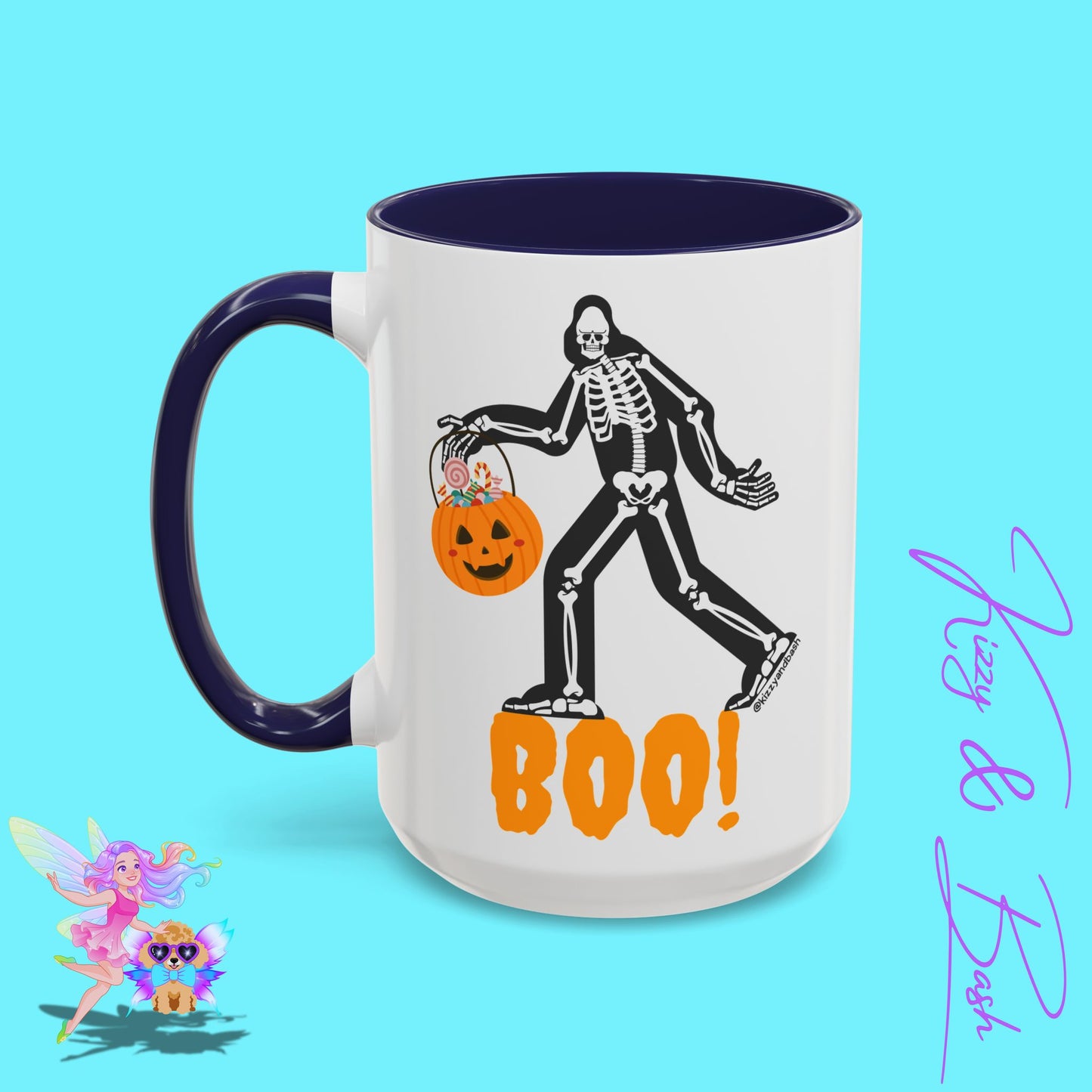 Funny Bigfoot Coffee Mug Unique Halloween Coffee Mug Sasquatch Mug for Him or Her Cute Halloween Gift for Teachers Perfect Gift for Bigfoot Hunters Funny Gift for Bigfoot Believers Sasquatch Skeleton Trick-or-Treating Accent Coffee Mug - 11, 15oz