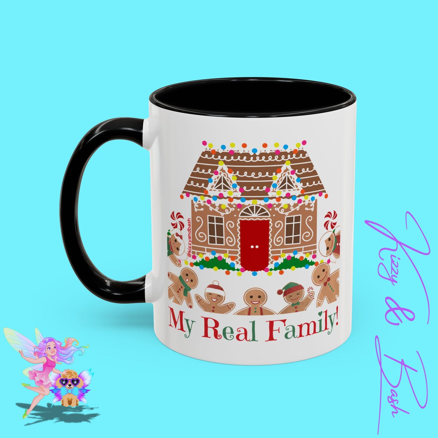 Cute Gingerbread Mug Funny Gingerbread Coffee Mug Fun Gingerbread Family Unique Christmas Gift Idea for Friends and Family Perfect Gift for Gingerbread Lovers and Gingerbread Bakers My Real Family Accent Coffee Mug - 11, 15oz