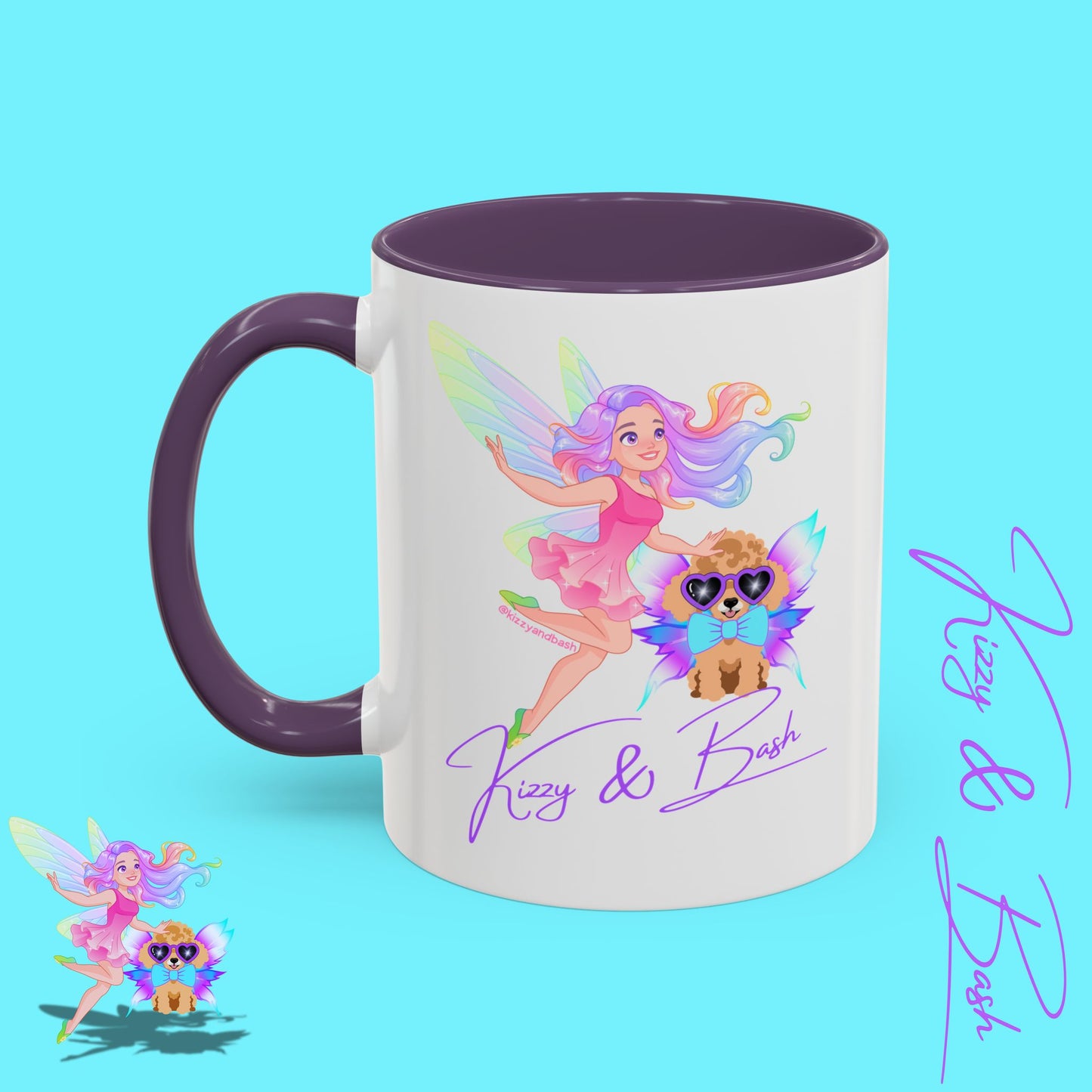 Beautiful Fairy Coffee Mug Funny Dog Mug Fairy Girl and Red Toy Poodle Fairy Mug Cute Fairycore Gift Idea Perfect Poodle Lover Mug Whimsical Mug for Fairy Lovers Kizzy and Bash Logo Accent Coffee Mug - 11, 15oz