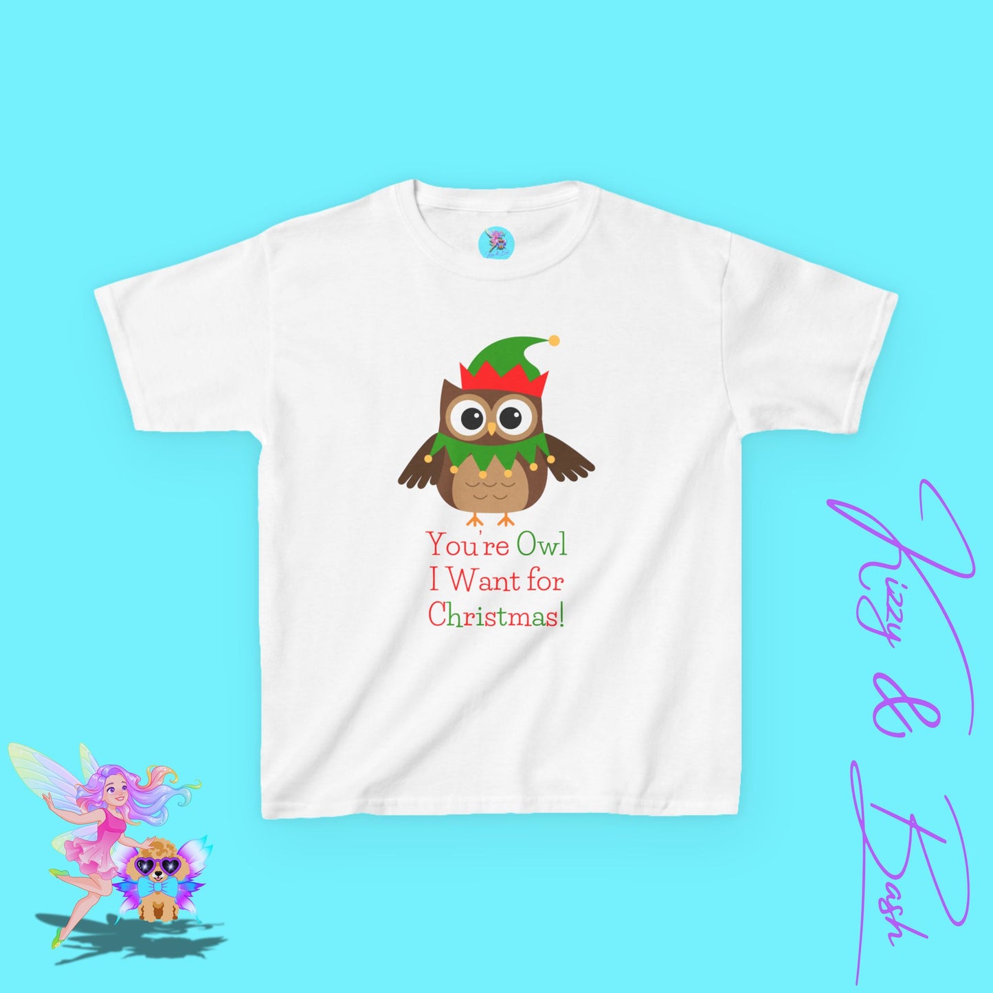 You’re Owl I Want for Christmas Funny Christmas Owl Shirt for Kids Holiday Gift Shirt for Owl Fans Cute Holiday Pun T-Shirt Kids Heavy Cotton™ Tee