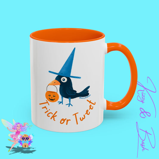 Funny Halloween Mug Punny Halloween Coffee Mug Black Bird Trick-or-Tweet Pun Perfect Gift for Bird Lovers Cute Halloween Gift for Teachers Ultimate Raven Lovers Mug Trick-or-Treat Accent Coffee Mug - 11, 15oz