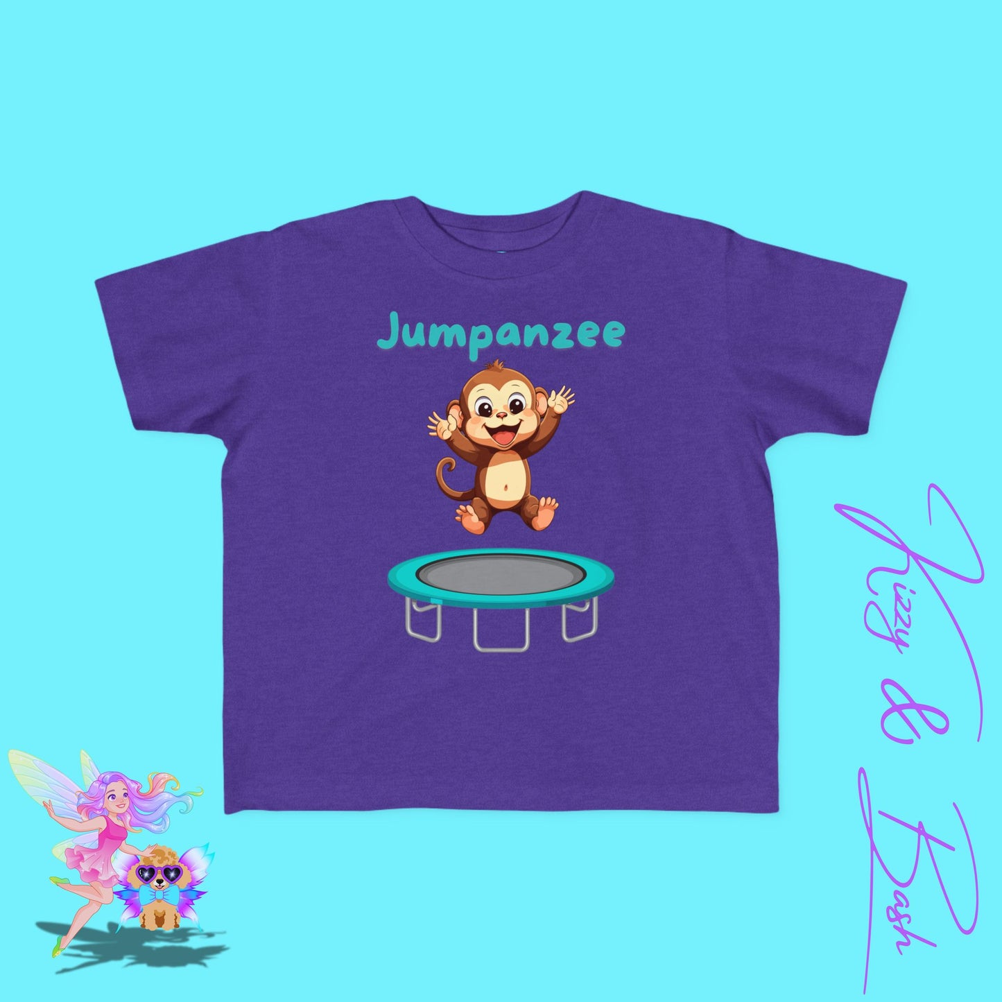 Jumpanzee Jumping Monkey Shirt for Toddlers Funny Pun Shirt for Him or Her Perfect Gift for Monkey Lovers Fun Zoo Field Trip Shirt Cute Animal Pun T-Shirt Hilarious Trampoline Park T-Shirt Gymnastics Lover Shirt for Toddler's Fine Jersey Tee