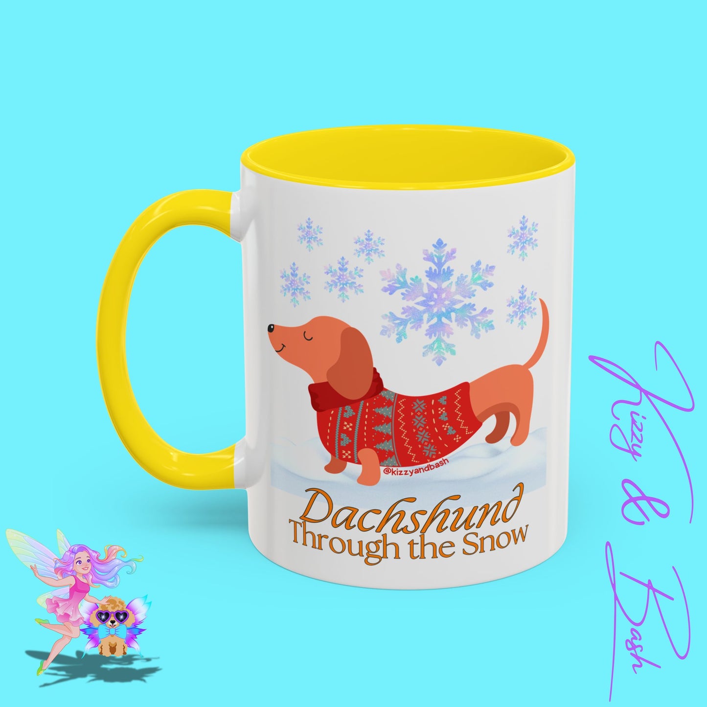 Unique Christmas Wiener Dog Coffee Mug Funny Dachshund Mug Cute Dog Lover Mug Perfect Gift for Dog Lovers Unique Christmas Mug Perfect Christmas Gift for Veterinarian Dachshund Through the Snow Holiday Dog Accent Coffee Mug - 11, 15oz