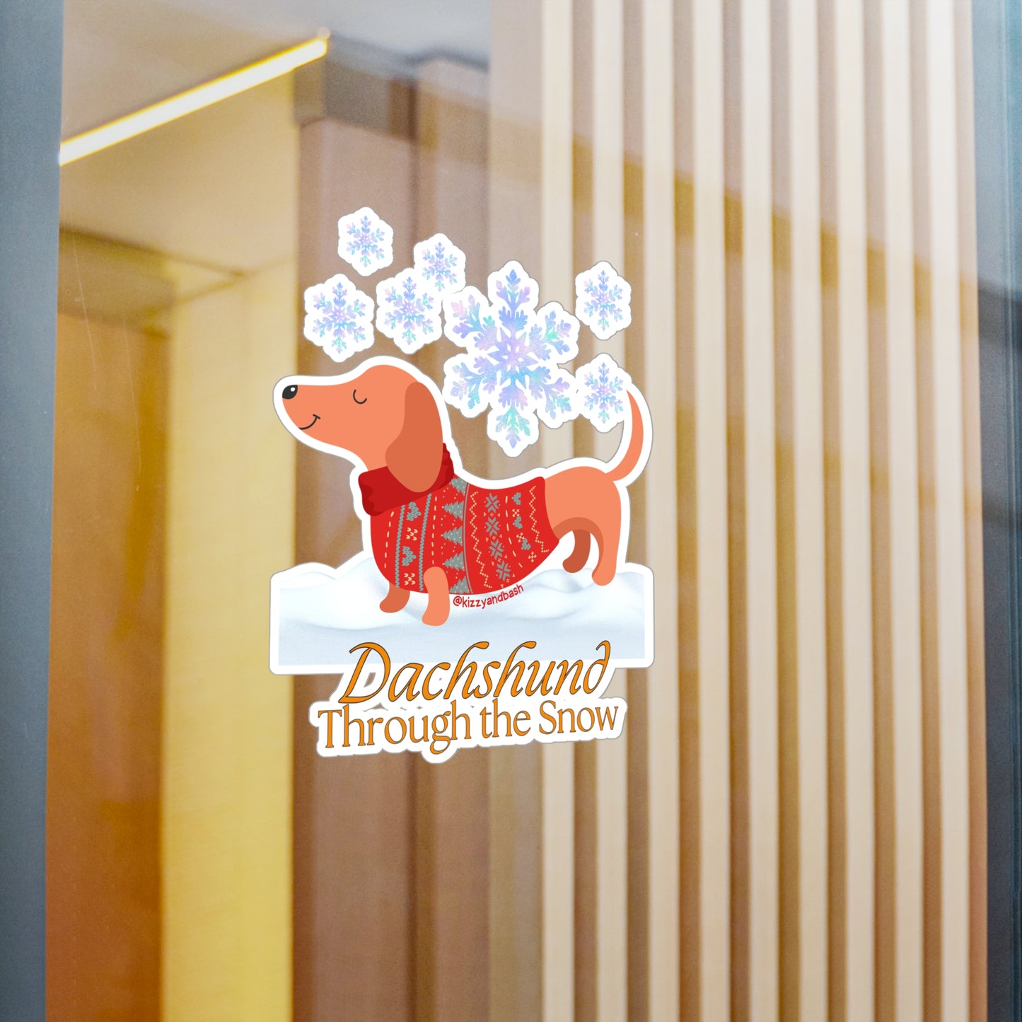 Waterproof Christmas Wiener Dog Decal Unique Christmas Gift for Dog Lovers Funny Dachshund Sticker Decal Cute Christmas Decal Dachshund Through the Snow - Holiday Dog - Kiss-Cut Vinyl Decals