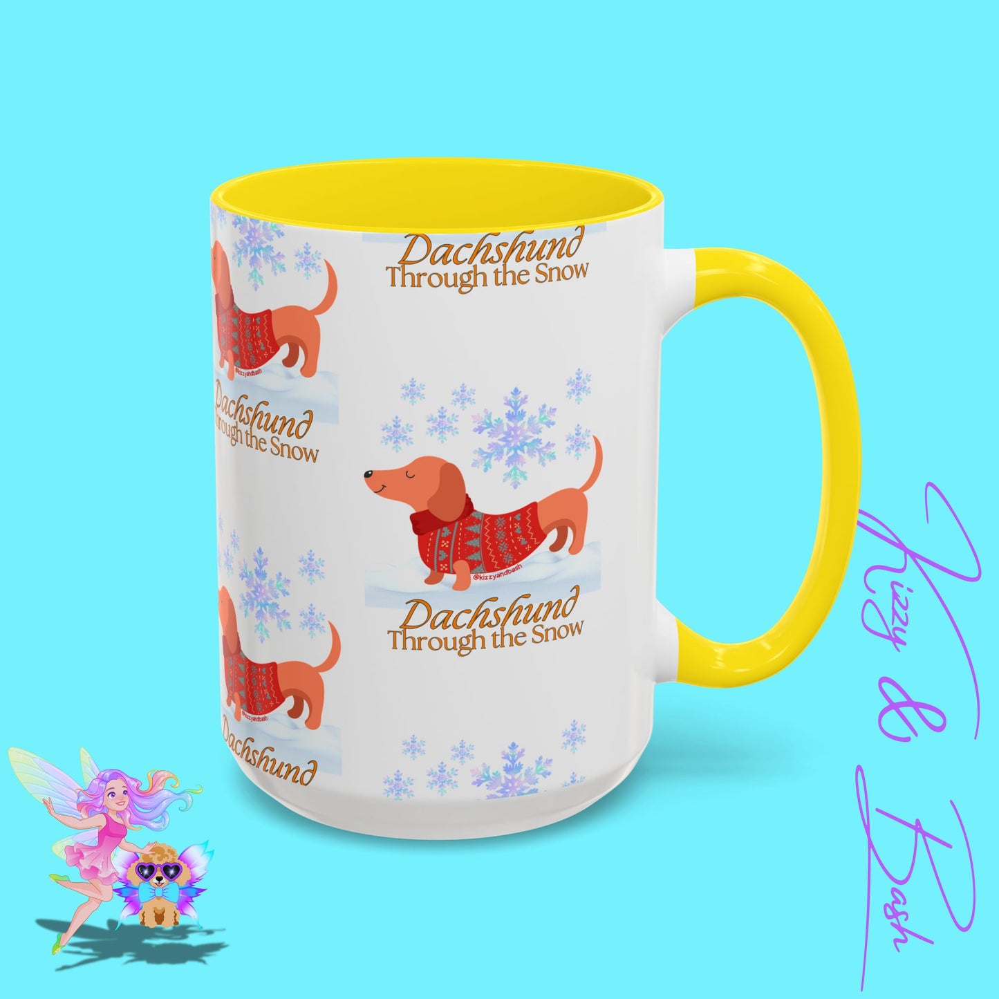 Unique Christmas Wiener Dog Coffee Mug Funny Dachshund Mug Cute Dog Lover Mug Perfect Gift for Dog Lovers Unique Christmas Mug Perfect Christmas Gift for Veterinarian Dachshund Through the Snow Holiday Dog Accent Coffee Mug - 11, 15oz