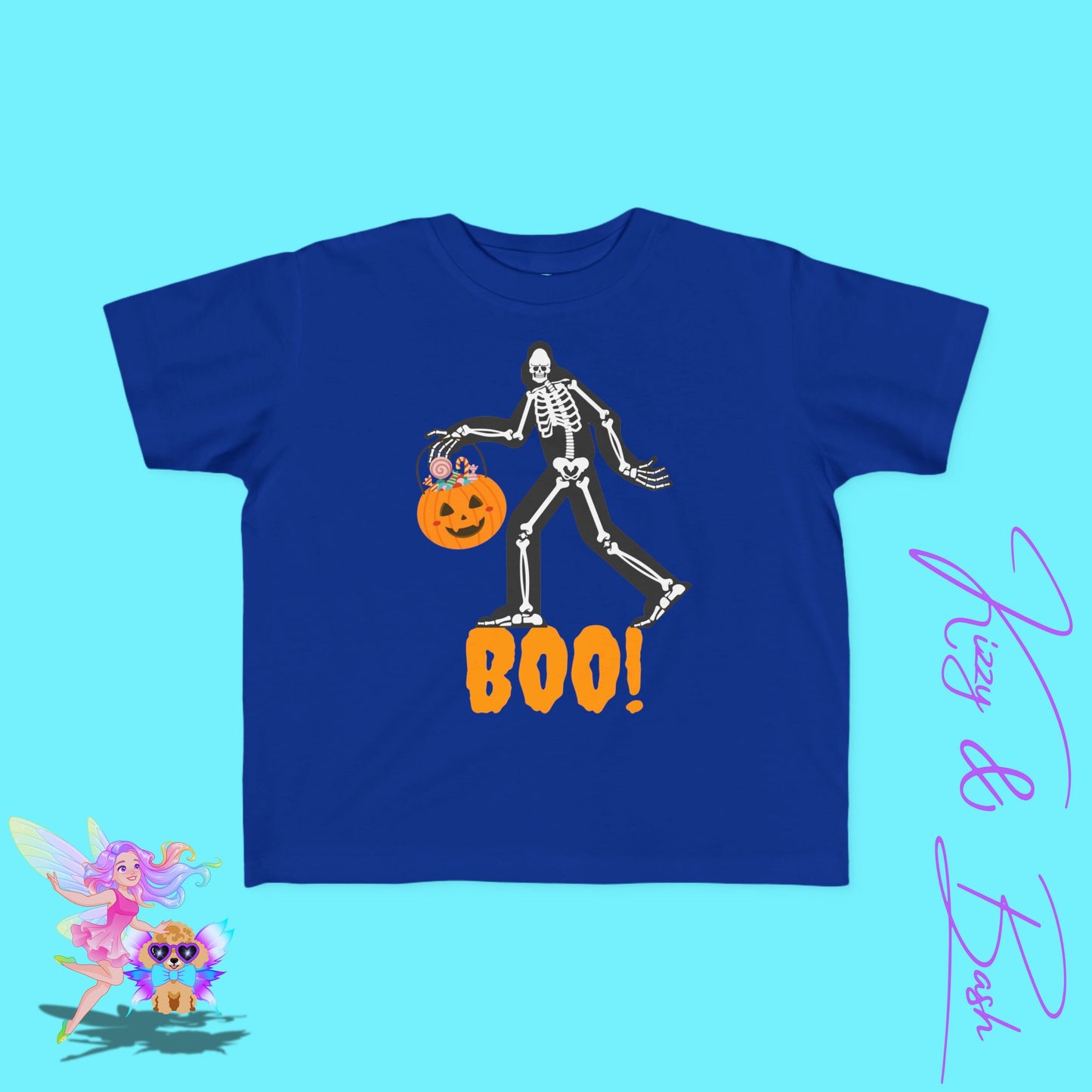 Trick-or-Treating Bigfoot Skeleton Shirt for Toddlers Unique Cryptid Gift Idea Cryptidcore Shirt for Toddlers Bigfoot Lover T-Shirt Halloween Sasquatch Shirt Funny Halloween Graphic Tee for Toddler's Fine Jersey Tee
