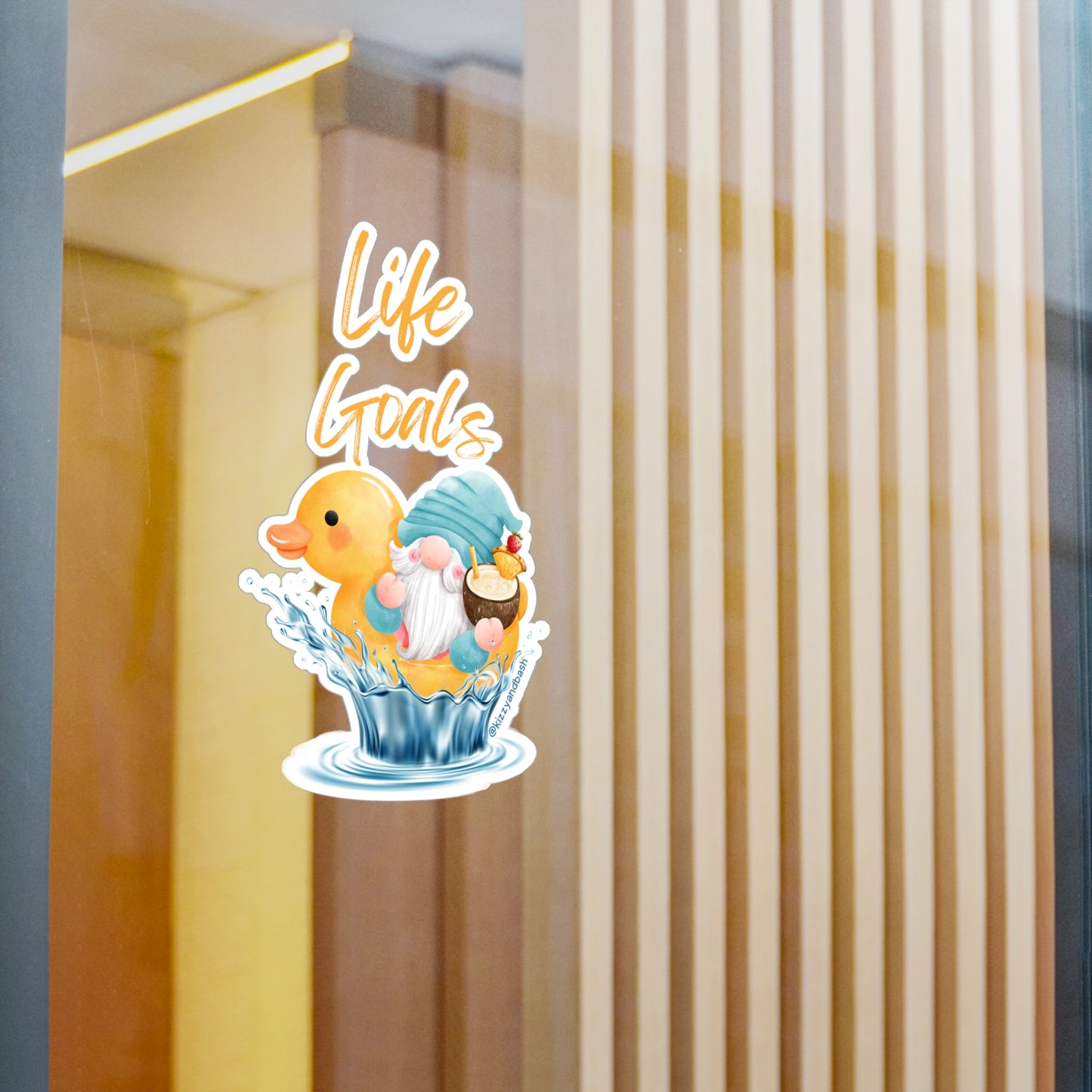 Waterproof Gnome Riding a Rubber Ducky Decal Life Goals Kiss-Cut Vinyl Decals Unique Gnome Lover Gift Perfect Rubber Ducky Sticker Deca Unique Water Life Decal Chill Vibes Only Kiss-Cut Vinyl Decals