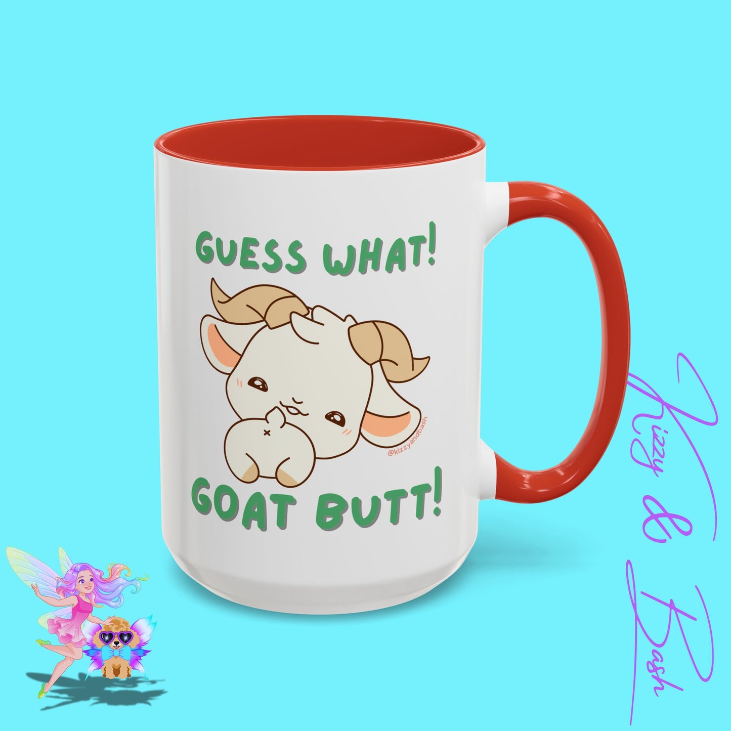 Funny Goat Mug Perfect Gift for Goat Lovers Hilarious Goat Butt Coffee Mug Punny Animal Mug for Friends and Family Cute Farm Animal Mug Funny Farm Animal Coffee Mug Guess What Goat Butt Chicken Butt Joke Pun Accent Coffee Mug - 11, 15oz