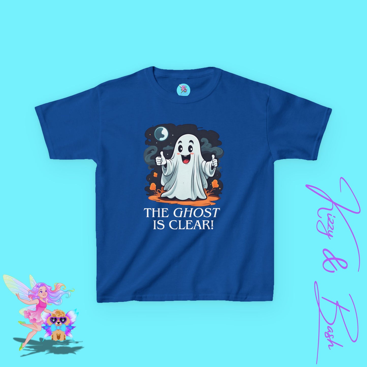 The Ghost is Clear T-Shirt Cute Cartoon Ghost Halloween Pun Shirt Gift for Halloween Lovers Funny Shirt for Family and Friends Halloween Gift for Kids Heavy Cotton™ Tee