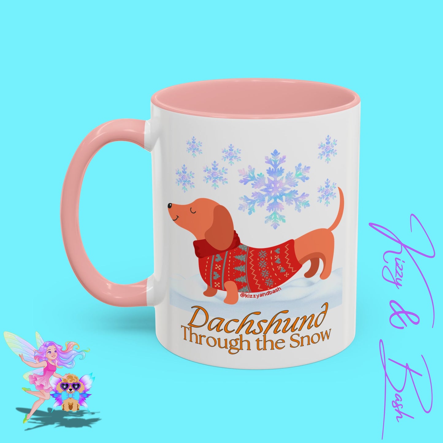 Unique Christmas Wiener Dog Coffee Mug Funny Dachshund Mug Cute Dog Lover Mug Perfect Gift for Dog Lovers Unique Christmas Mug Perfect Christmas Gift for Veterinarian Dachshund Through the Snow Holiday Dog Accent Coffee Mug - 11, 15oz