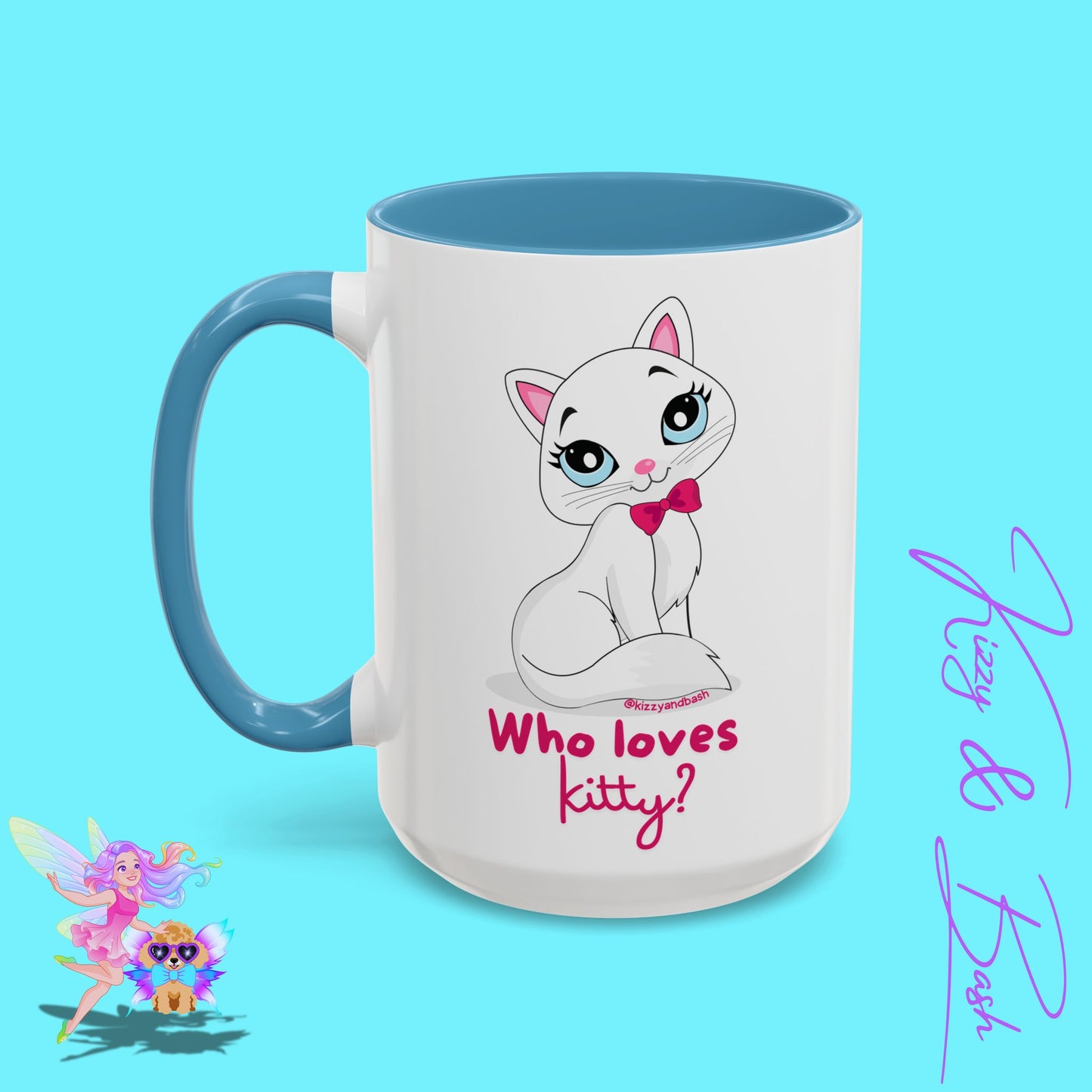 Flirty Kitty Cat Coffee Mug for Her Unique Cat Lover Gift Funny Animal Mug for Her White Cat Coffee Mug Perfect Gift for Cat Mom Who Loves Kitty Accent Coffee Mug - 11, 15oz