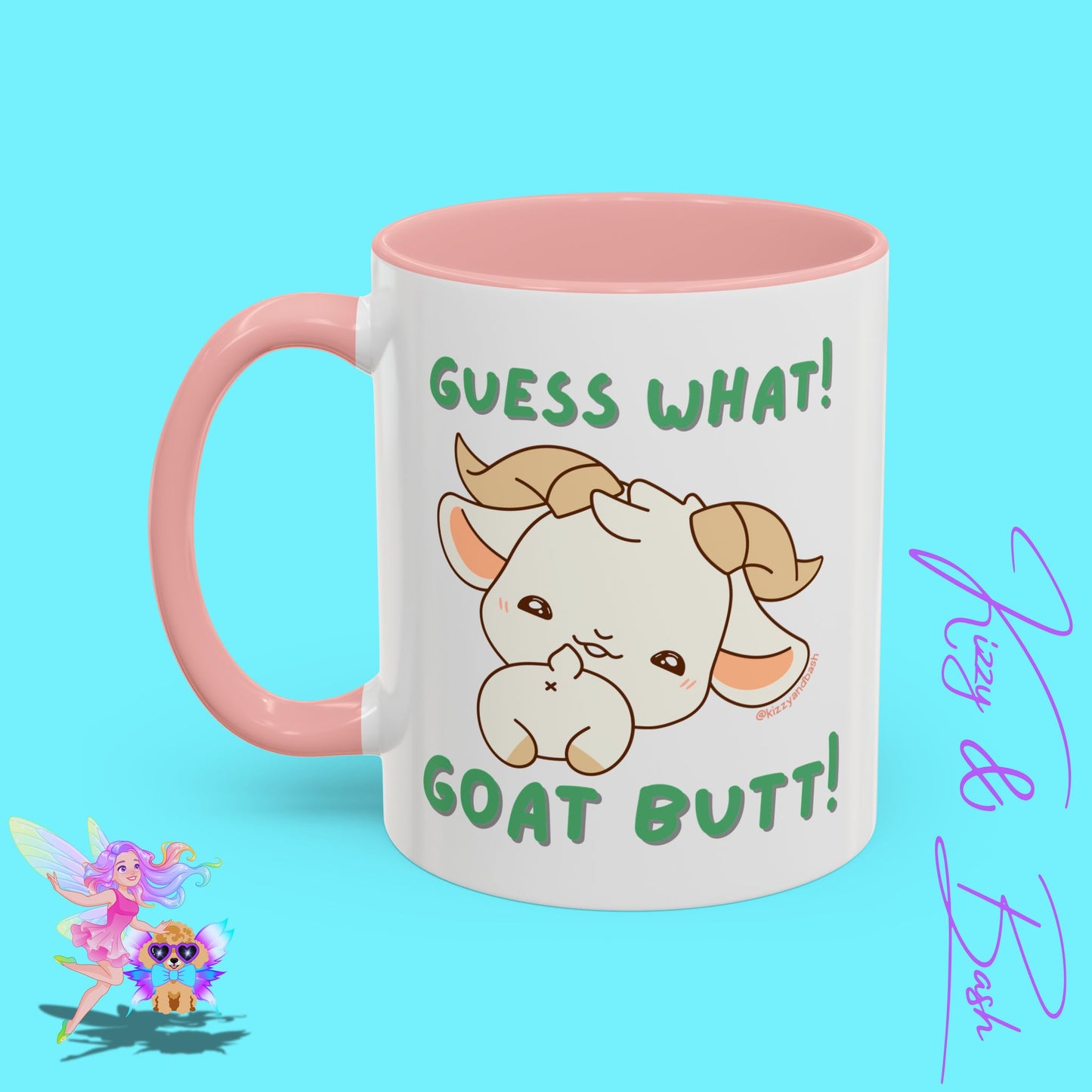 Funny Goat Mug Perfect Gift for Goat Lovers Hilarious Goat Butt Coffee Mug Punny Animal Mug for Friends and Family Cute Farm Animal Mug Funny Farm Animal Coffee Mug Guess What Goat Butt Chicken Butt Joke Pun Accent Coffee Mug - 11, 15oz