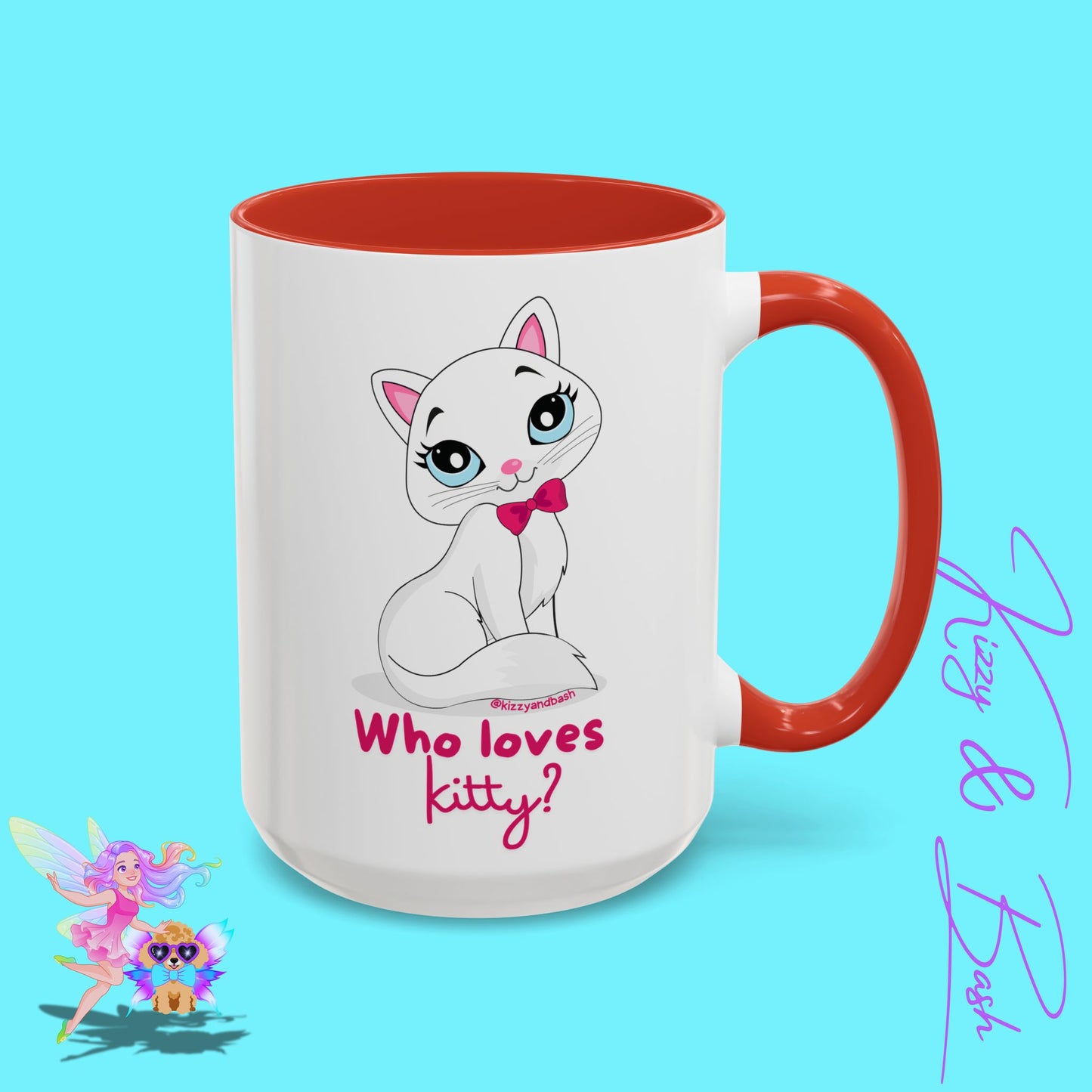 Flirty Kitty Cat Coffee Mug for Her Unique Cat Lover Gift Funny Animal Mug for Her White Cat Coffee Mug Perfect Gift for Cat Mom Who Loves Kitty Accent Coffee Mug - 11, 15oz