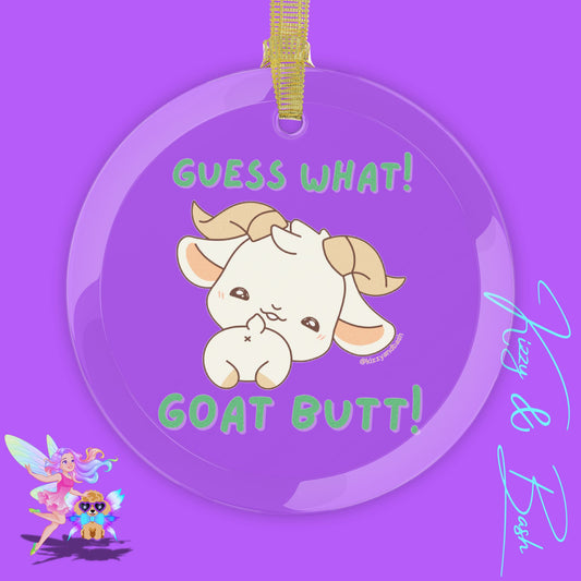 Hilarious Goat Ornament Funny Christmas Ornament Perfect Gift for Goat Lovers Unique Farm Animal Ornament Punny Animal Gift Ultimate Christmas Gift for Farmers Guess What Chicken Butt Joke Pun Guess What Goat Butt Glass Ornaments
