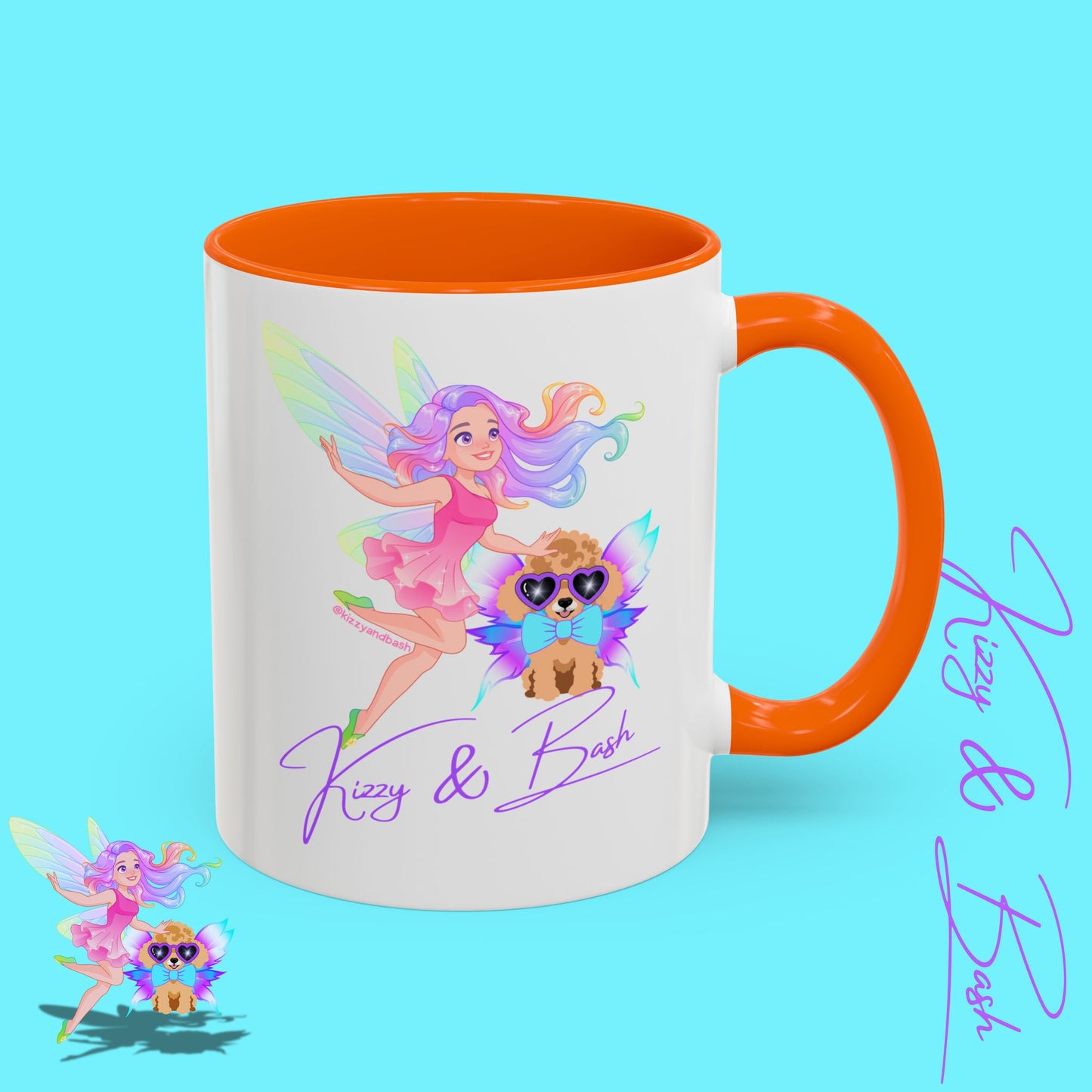 Beautiful Fairy Coffee Mug Funny Dog Mug Fairy Girl and Red Toy Poodle Fairy Mug Cute Fairycore Gift Idea Perfect Poodle Lover Mug Whimsical Mug for Fairy Lovers Kizzy and Bash Logo Accent Coffee Mug - 11, 15oz
