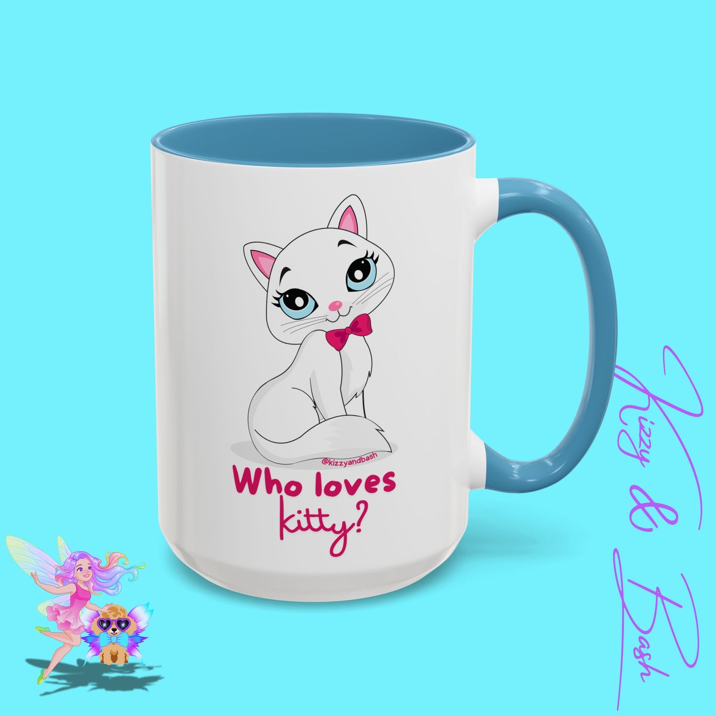 Flirty Kitty Cat Coffee Mug for Her Unique Cat Lover Gift Funny Animal Mug for Her White Cat Coffee Mug Perfect Gift for Cat Mom Who Loves Kitty Accent Coffee Mug - 11, 15oz