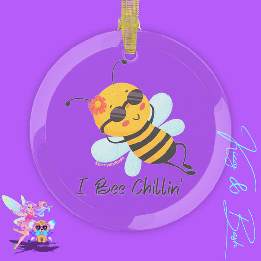Funny Honey Bee Ornament I Bee Chillin' Glass Ornament Bee Lover Christmas Gift Chill Vibes Only Gift Idea Unique Bee Gift for Bee Lovers Perfect Gift for Beekeepers Cute Bee Christmas Ornament