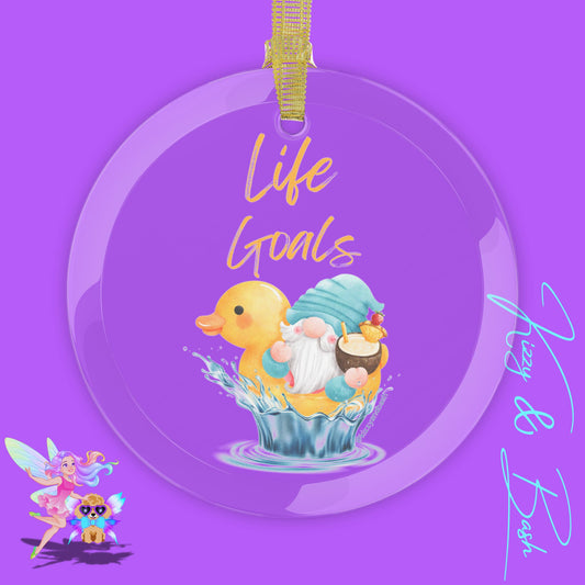 Gnome Riding a Rubber Ducky Glass Ornament Life Goals Gift Idea Perfect Gift for Gnome Lovers Fun Gift for Rubber Ducky Fans Life Goals Christmas Ornament Water Life Gift Chill Vibes Gift Idea