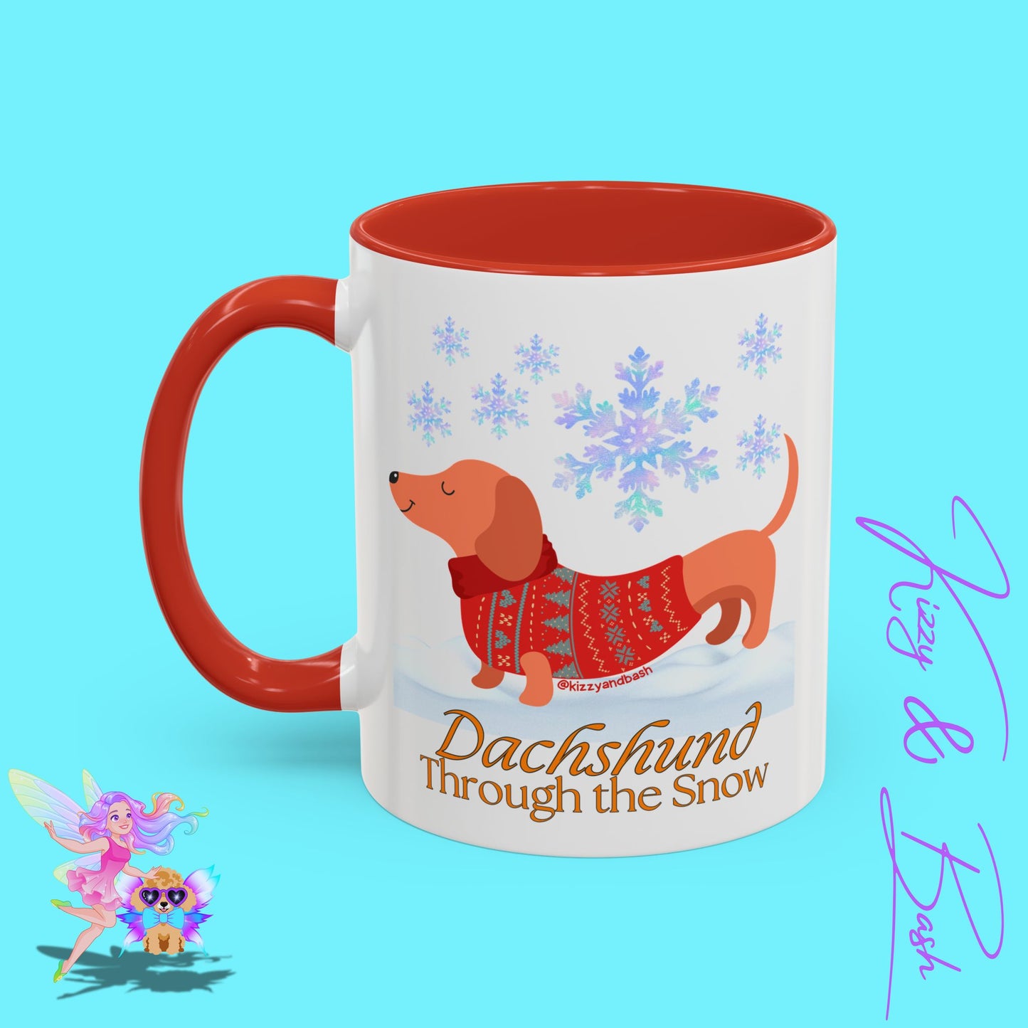 Unique Christmas Wiener Dog Coffee Mug Funny Dachshund Mug Cute Dog Lover Mug Perfect Gift for Dog Lovers Unique Christmas Mug Perfect Christmas Gift for Veterinarian Dachshund Through the Snow Holiday Dog Accent Coffee Mug - 11, 15oz