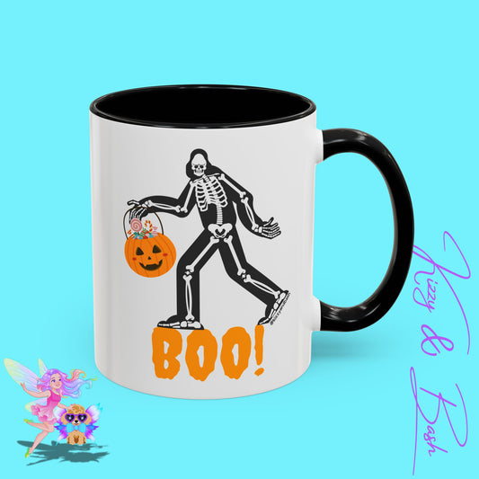 Funny Bigfoot Coffee Mug Unique Halloween Coffee Mug Sasquatch Mug for Him or Her Cute Halloween Gift for Teachers Perfect Gift for Bigfoot Hunters Funny Gift for Bigfoot Believers Sasquatch Skeleton Trick-or-Treating Accent Coffee Mug - 11, 15oz