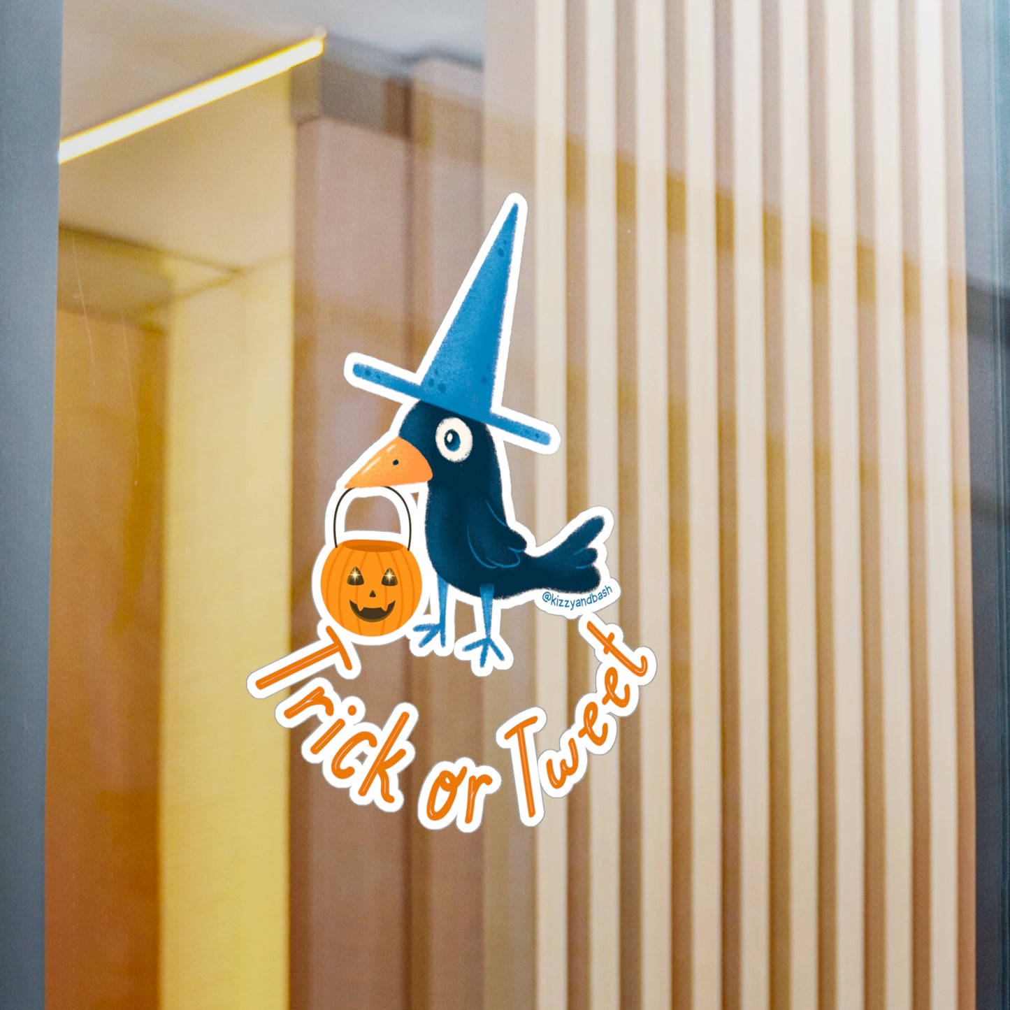 Waterproof Raven Decal Waterproof Halloween Decal Cute Halloween Gift for Kids Funny Halloween Pun Black Bird Decal Unique Halloween Gift Raven with Pumpkin Sticker Kiss-Cut Vinyl Decals