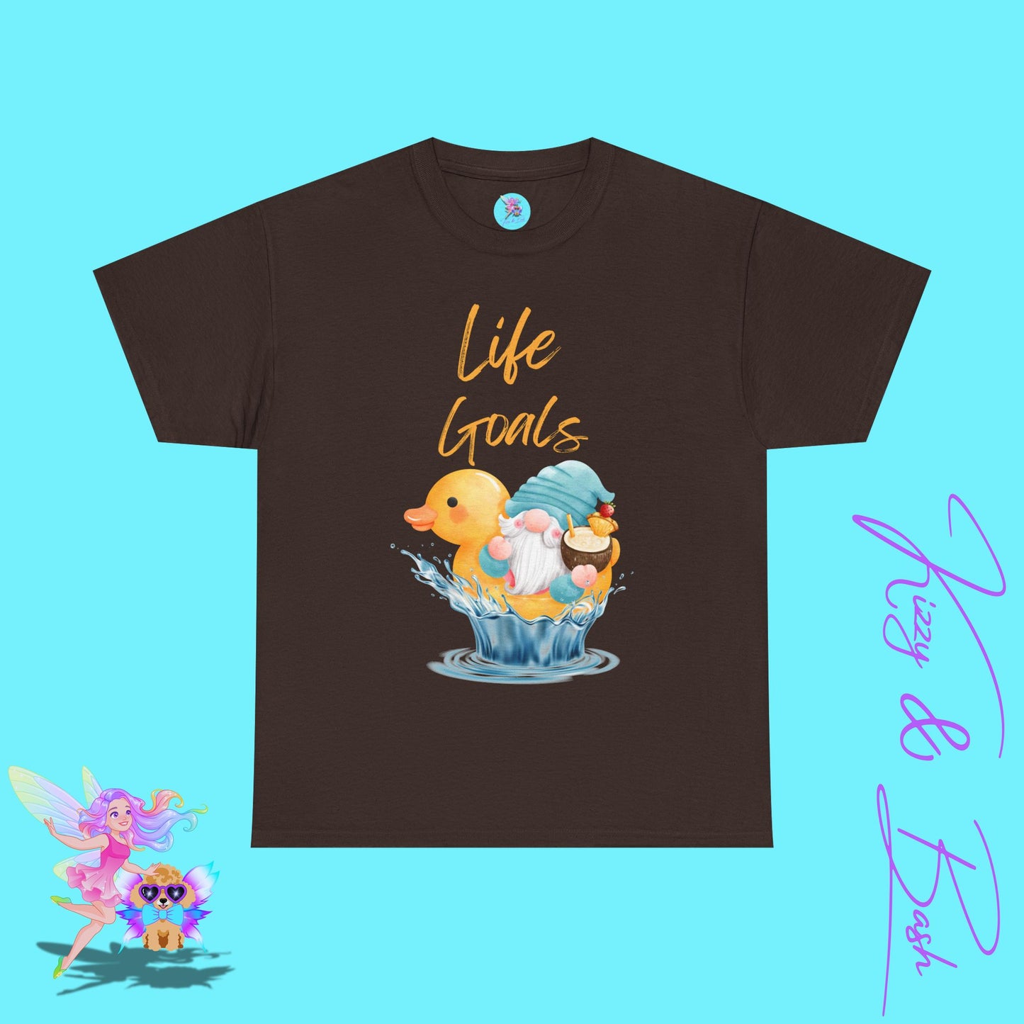 Life Goals Shirt for Adults Gnome Riding a Rubber Ducky T-Shirt Perfect Vacation Tee for Him or Her Gift for Gnome Lovers Gift Cute Gnomecore Shirt Funny Gift for Rubber Ducky Fans Unisex Heavy Cotton Tee